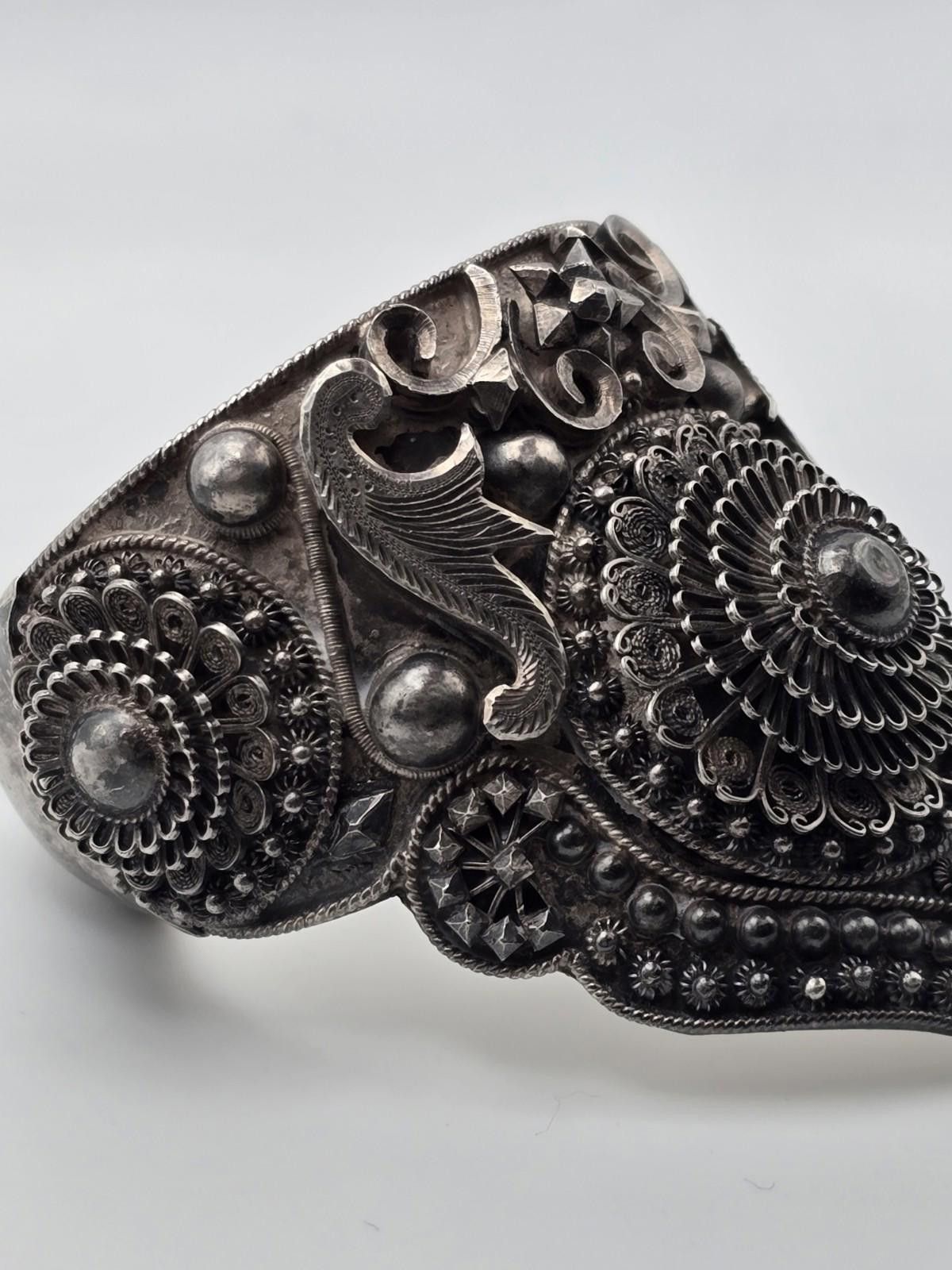 Other Vintage Sterling Silver Dancer’s Cuff Ornate Filigree 30-50s Size ONE SIZE - 5 Thumbnail