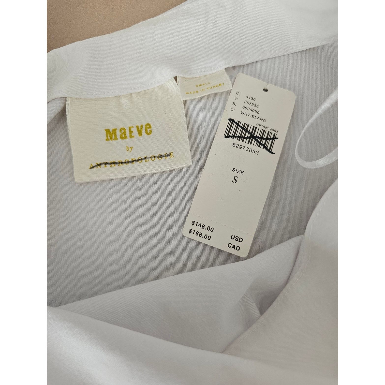 Anthropologie MAEVE Anthropologie White Slim Puff-Sleeve Ruched Dress S Size S / US 4 / IT 40 - 7 Thumbnail