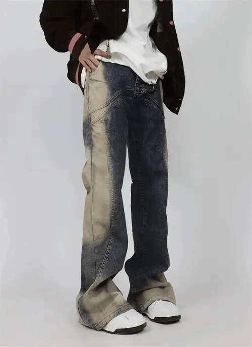 Japanese Brand × Jean Street wash spliced gradient design baggy hip hop jeans Size US 32 / EU 48 - 3 Thumbnail