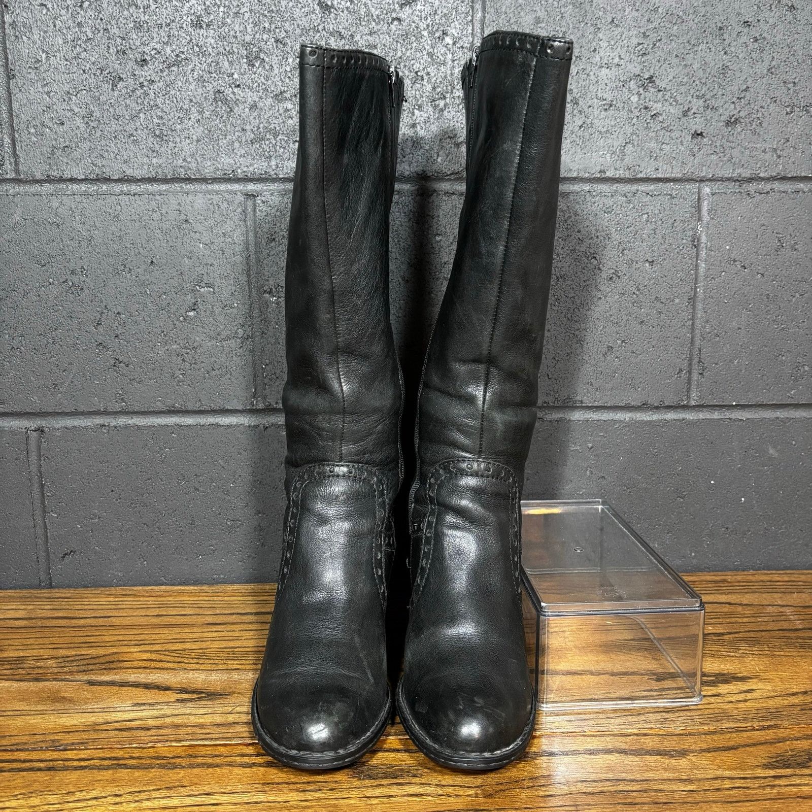 Born Born Black Leather Knee High Boots Women’s Size 8 Riding Size US 8 / IT 38 - 3 Thumbnail