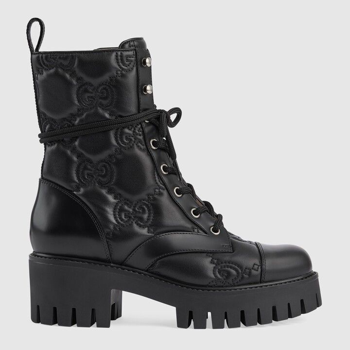 GG Matelassé lace-up boot