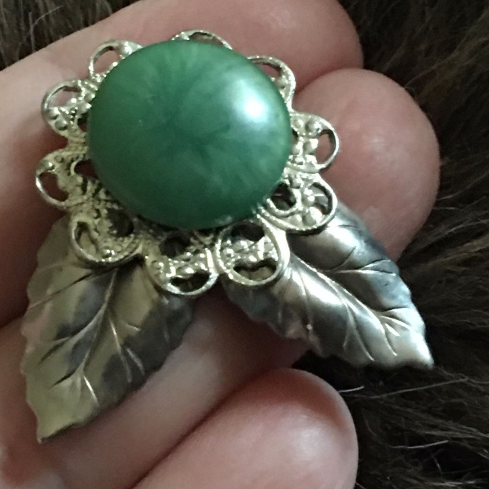 Vintage Vtg 50s green marble bakelite earring & brooch set Size ONE SIZE - 7 Thumbnail