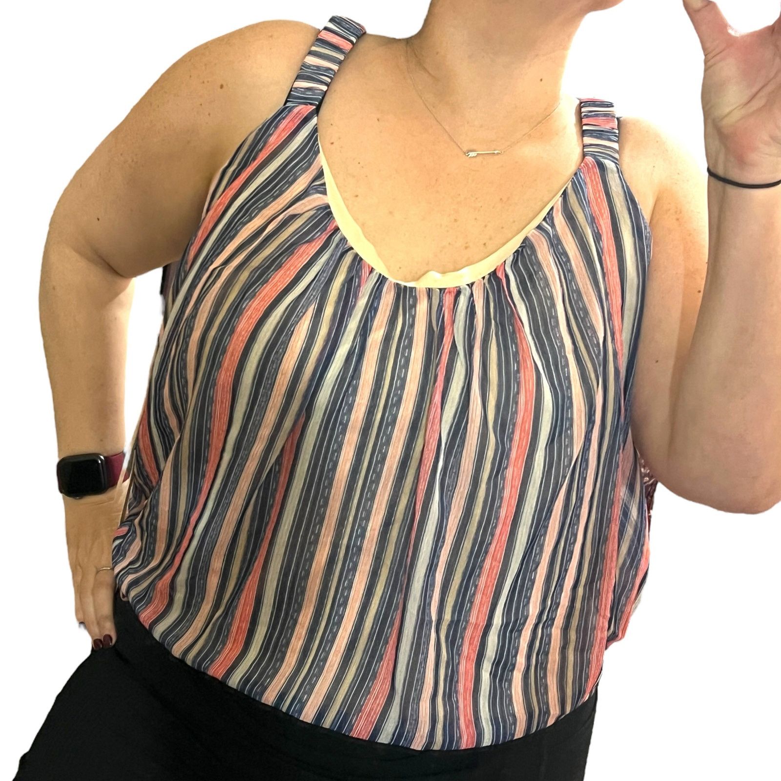 Other Misha Cropped Cami - Stitch Fix Striped Elastic Waist Top Size XXL / US 16-18 / IT 52-54 - 2 Thumbnail