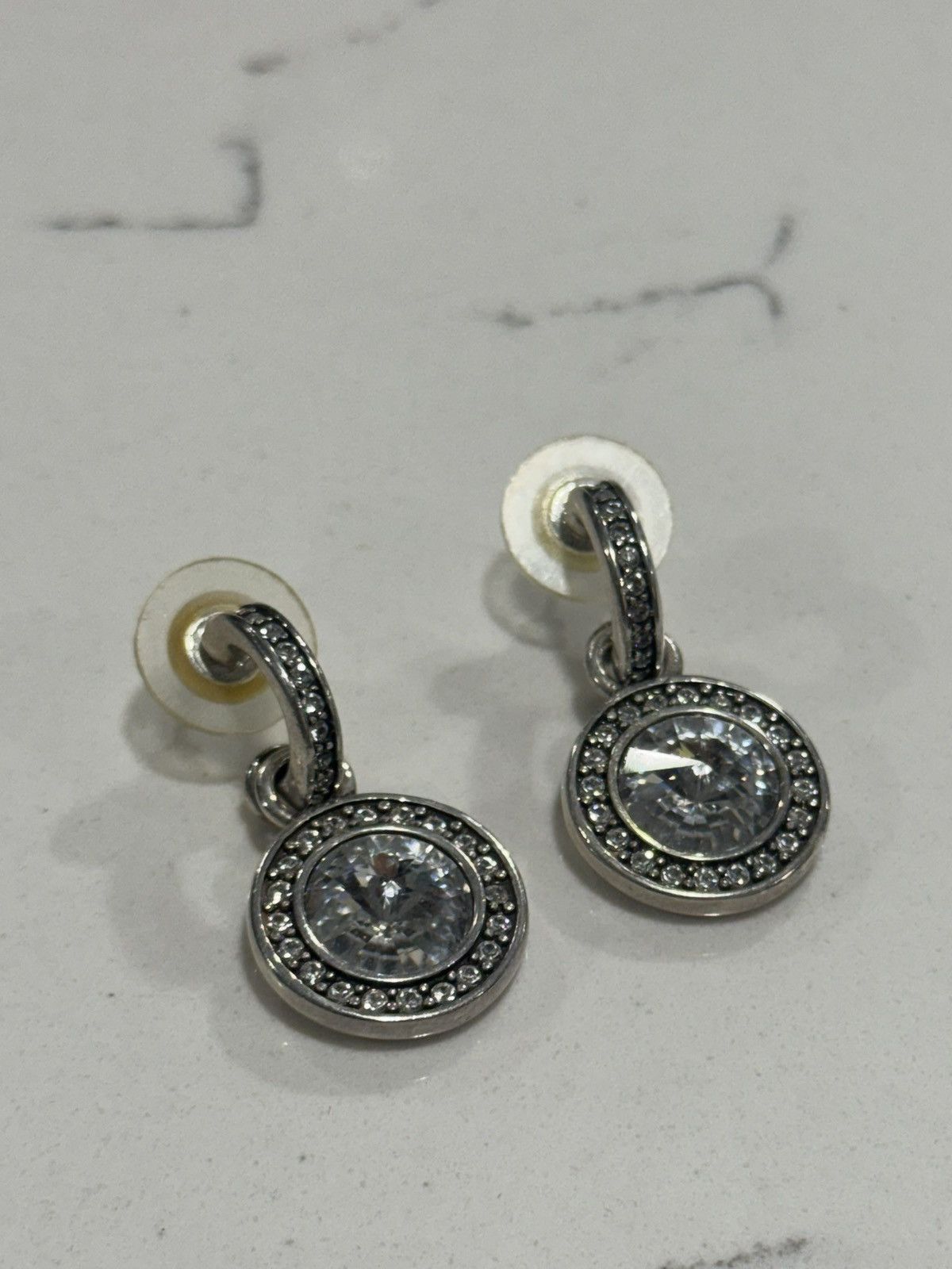 Jewelry Vintage Miglio Crystal Drop Earrings Silver-Tone Halo Design Size ONE SIZE - 2 Thumbnail