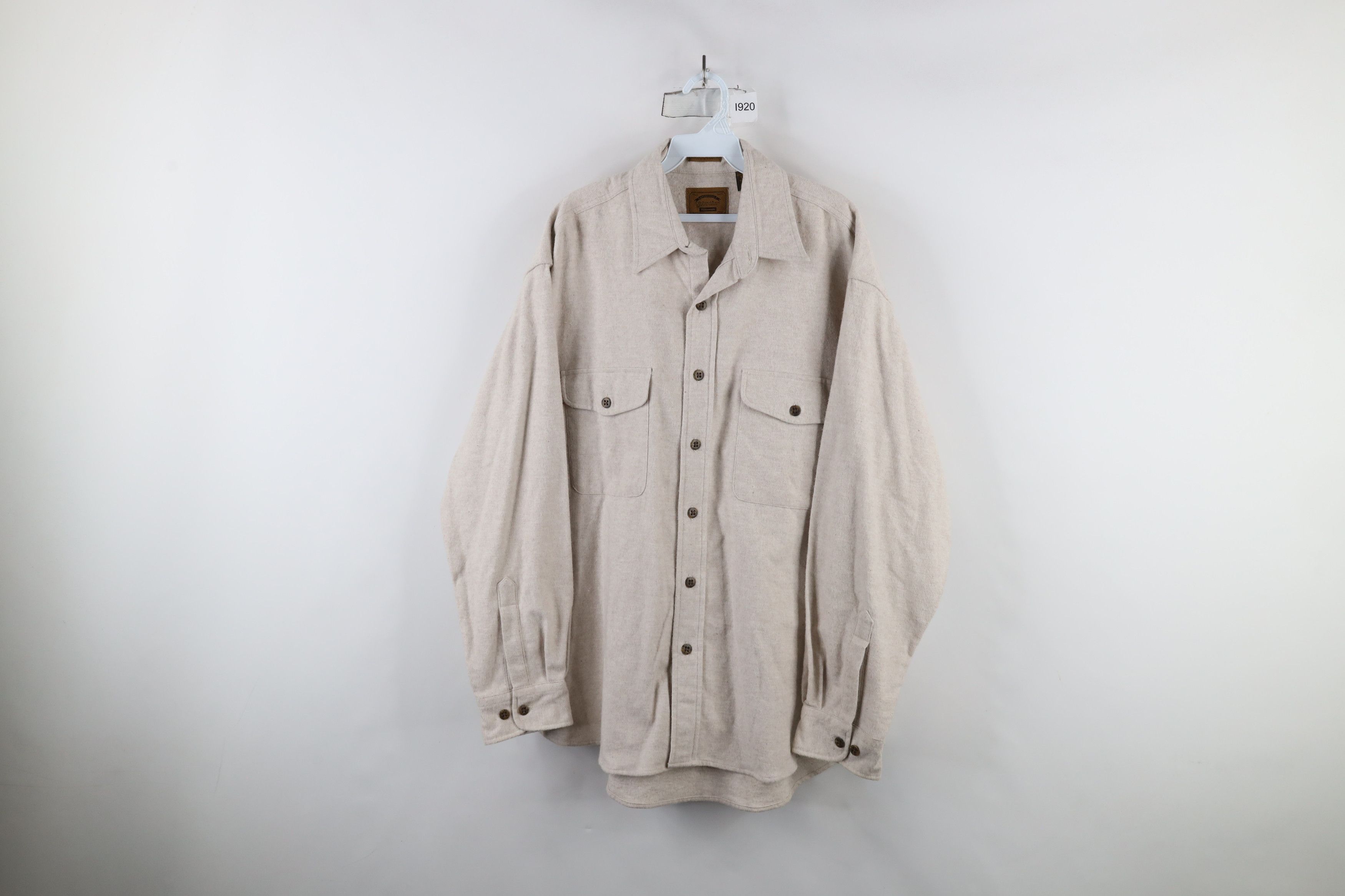 Vintage Vintage 90s Streetwear Chamois Cloth Button Shirt Beige Size US L / EU 52-54 / 3 - 1 Thumbnail