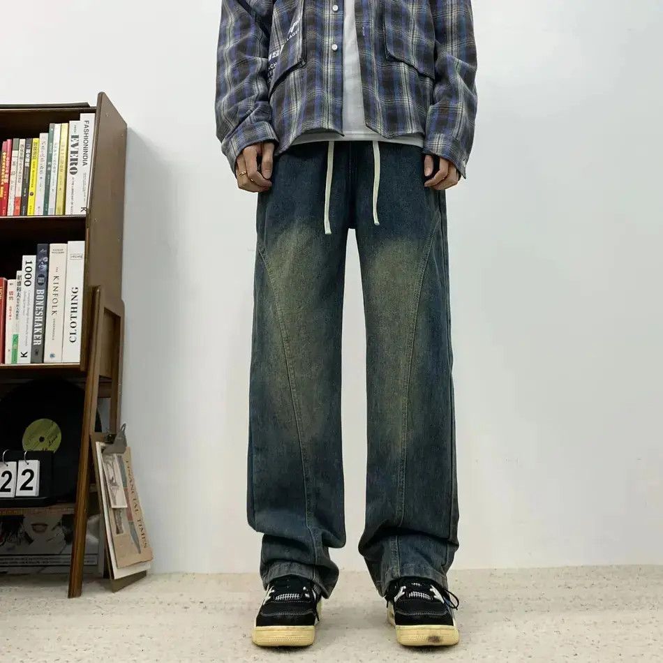 Japanese Brand Retro loose wide leg patchwork jeans Size US 32 / EU 48 - 5 Thumbnail