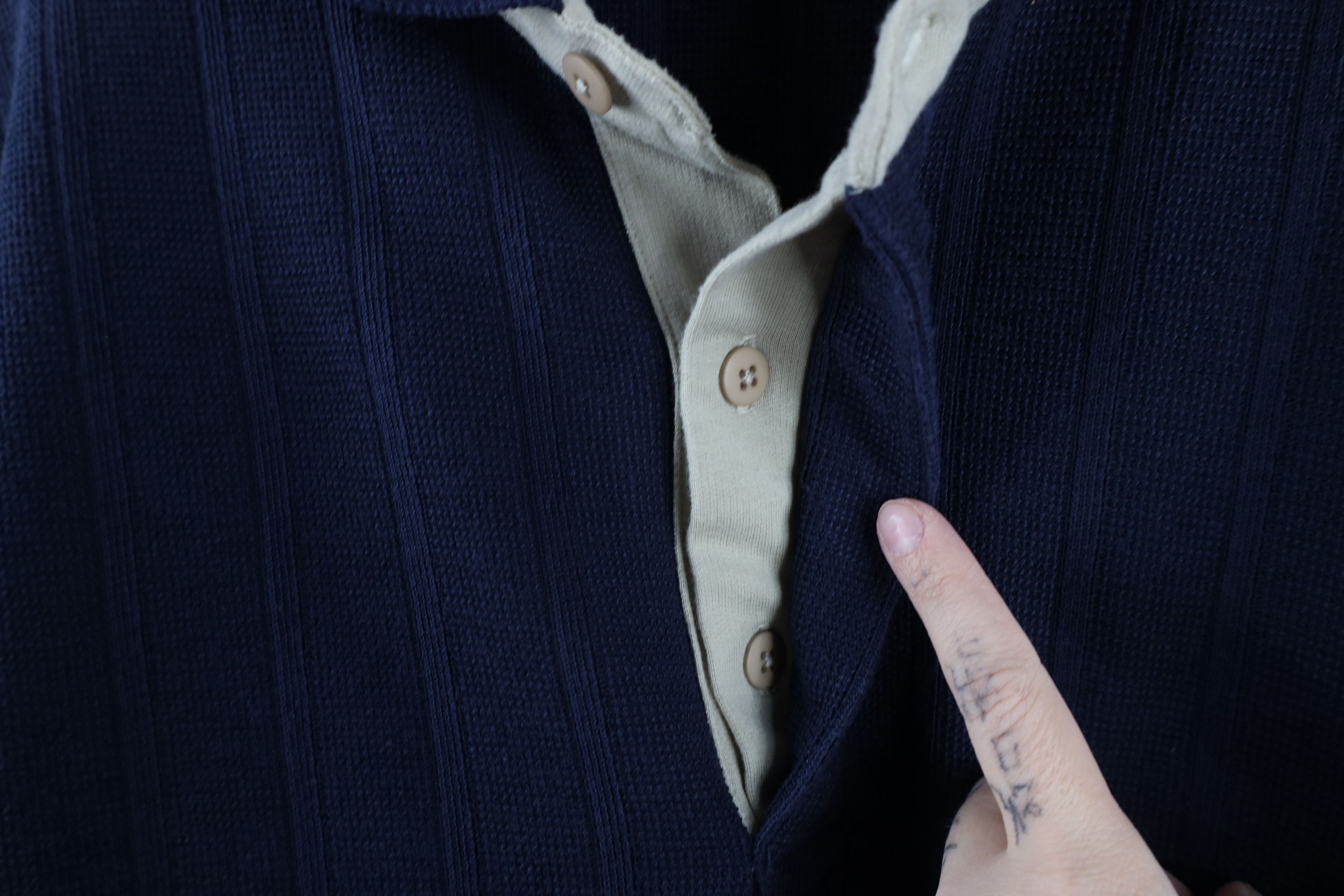 Vintage Vintage 90s Streetwear Thermal Waffle Knit Pullover Polo Size US L / EU 52-54 / 3 - 6 Thumbnail