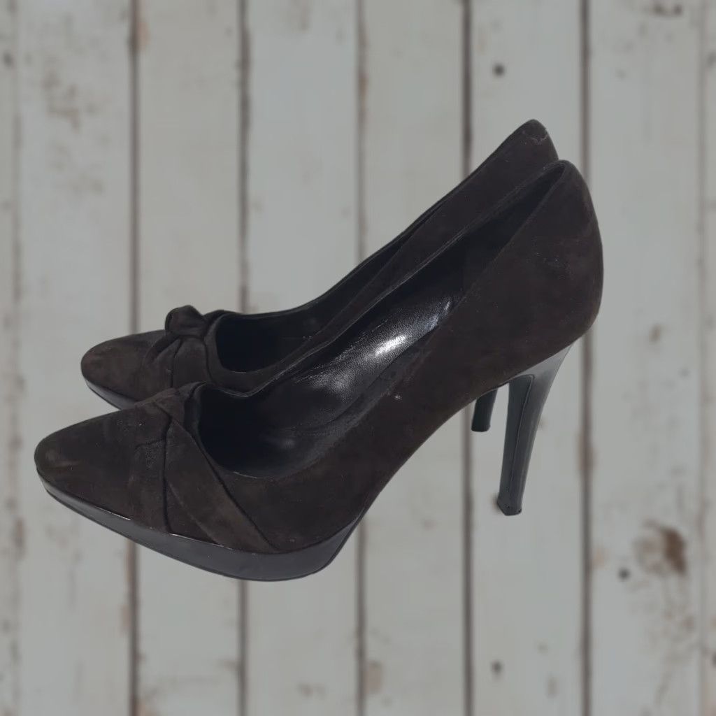 Ralph Lauren Lauren Ralph Lauren Suede Heels Women Size 8M Platform 1in 4.5in Block Heel Brown Formal Size US 8 / IT 38 - 1 Thumbnail