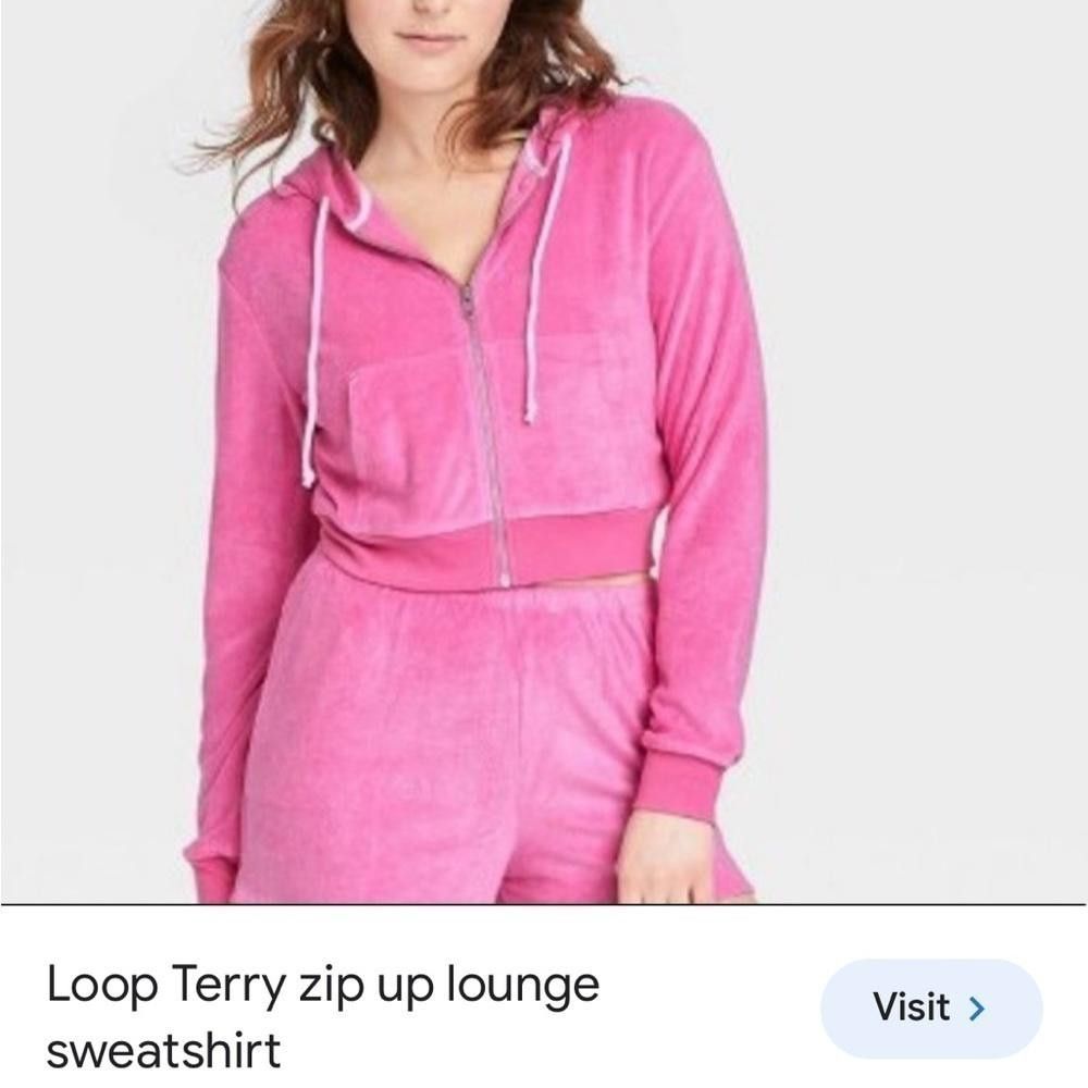Designer Colsie Terry hooded Zip Up Sweatshirt Size XS / US 0-2 / IT 36-38 - 2 Thumbnail