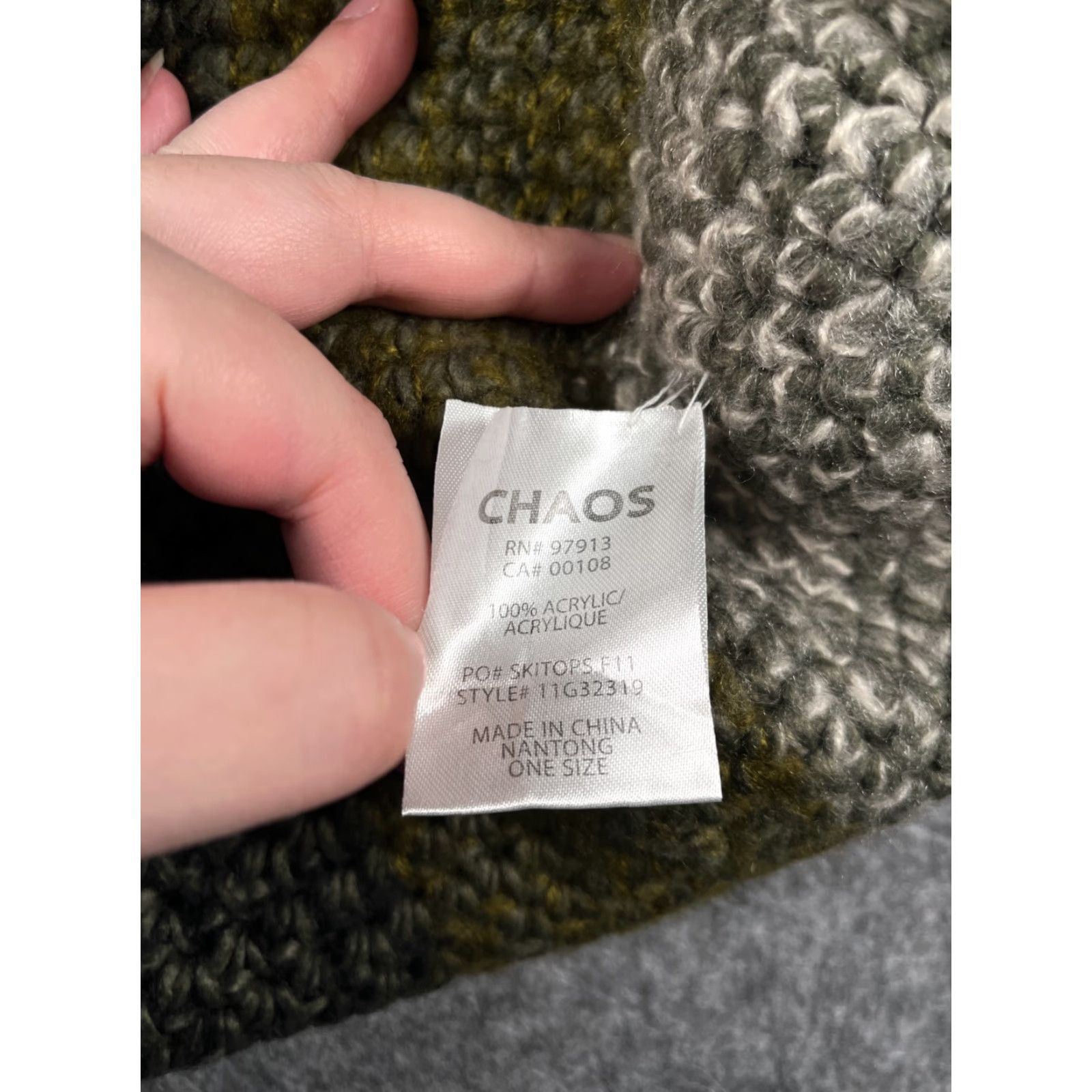Vintage Chaos Beanie Adult One Size Green Stripe Knit 100% Acrylic Ski Pom Hat Beanie Unisex Adults Warm Winter Knit Beanie Chaos Size ONE SIZE - 8 Thumbnail