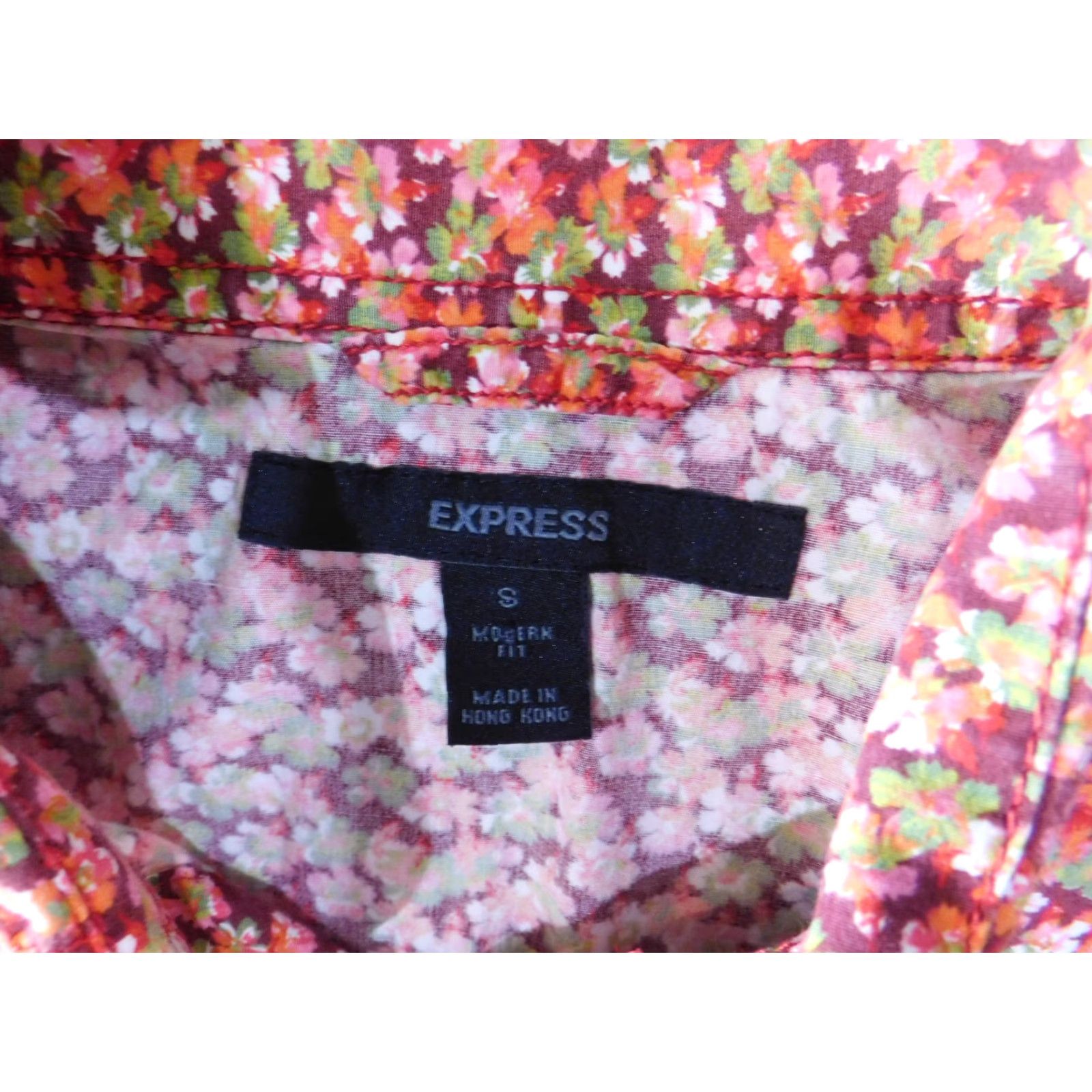 Express Express Womens Blouse Small Red Button-Down Orange Button Up Long Sleeve Cotton Pleated Modern Casual Women ShirtS Size S / US 4 / IT 40 - 6 Thumbnail