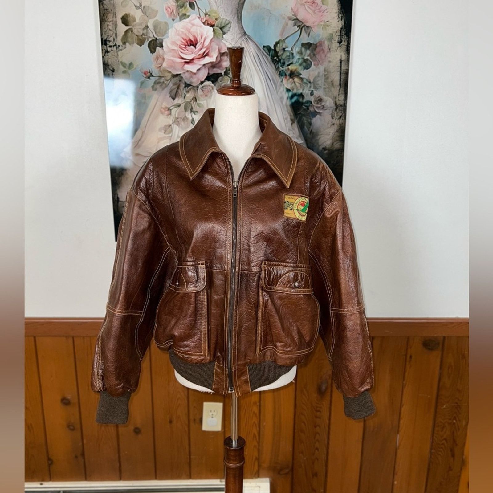 Vintage Fabulous Vintage OBR Leather Bomber Jacket! Size US M / EU 48-50 / 2 - 3 Thumbnail