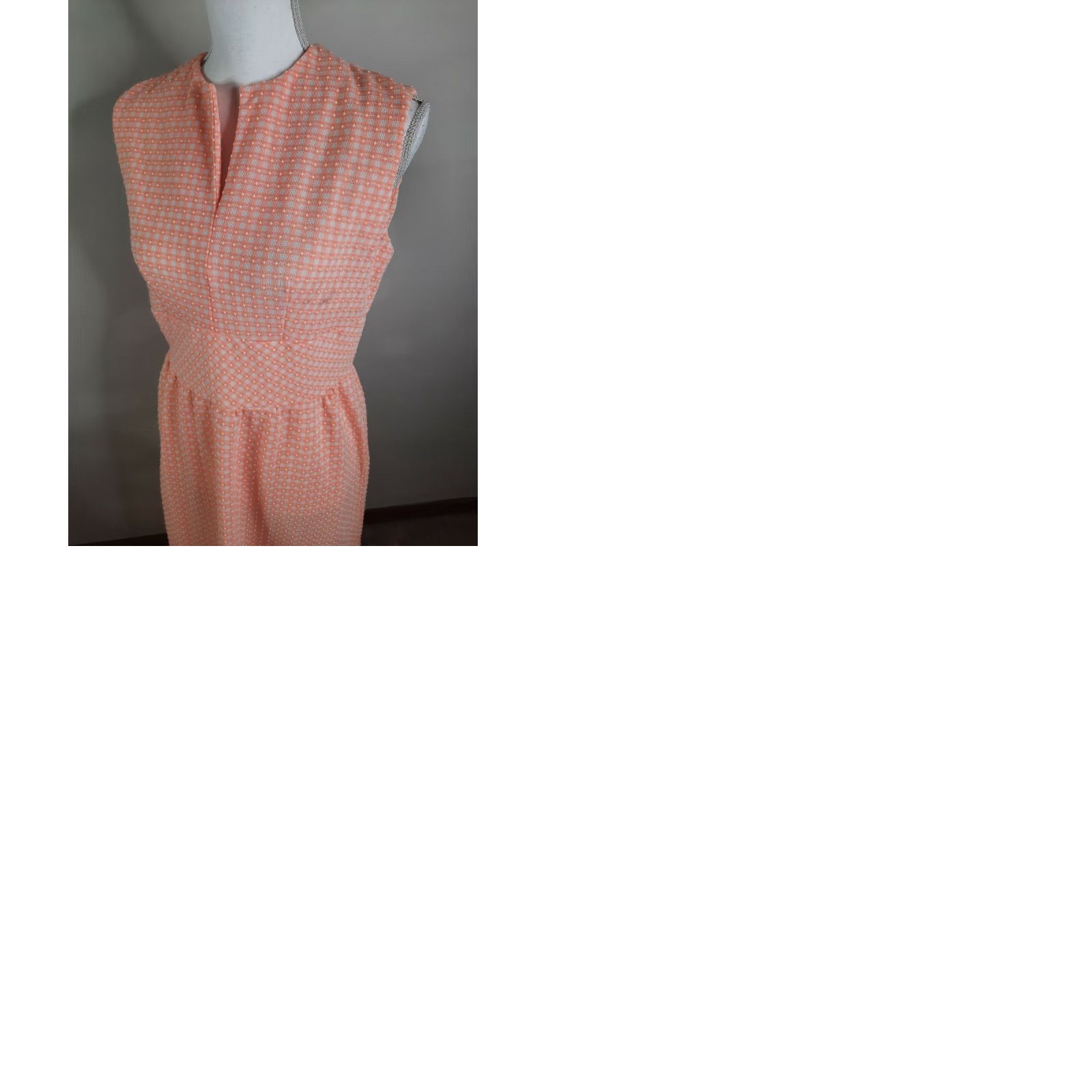 Vintage VINTAGE 60s 70s Textured Polyester Check Evening Gown Maxi Dress Coral Small Women’s Size S / US 4 / IT 40 - 9 Thumbnail
