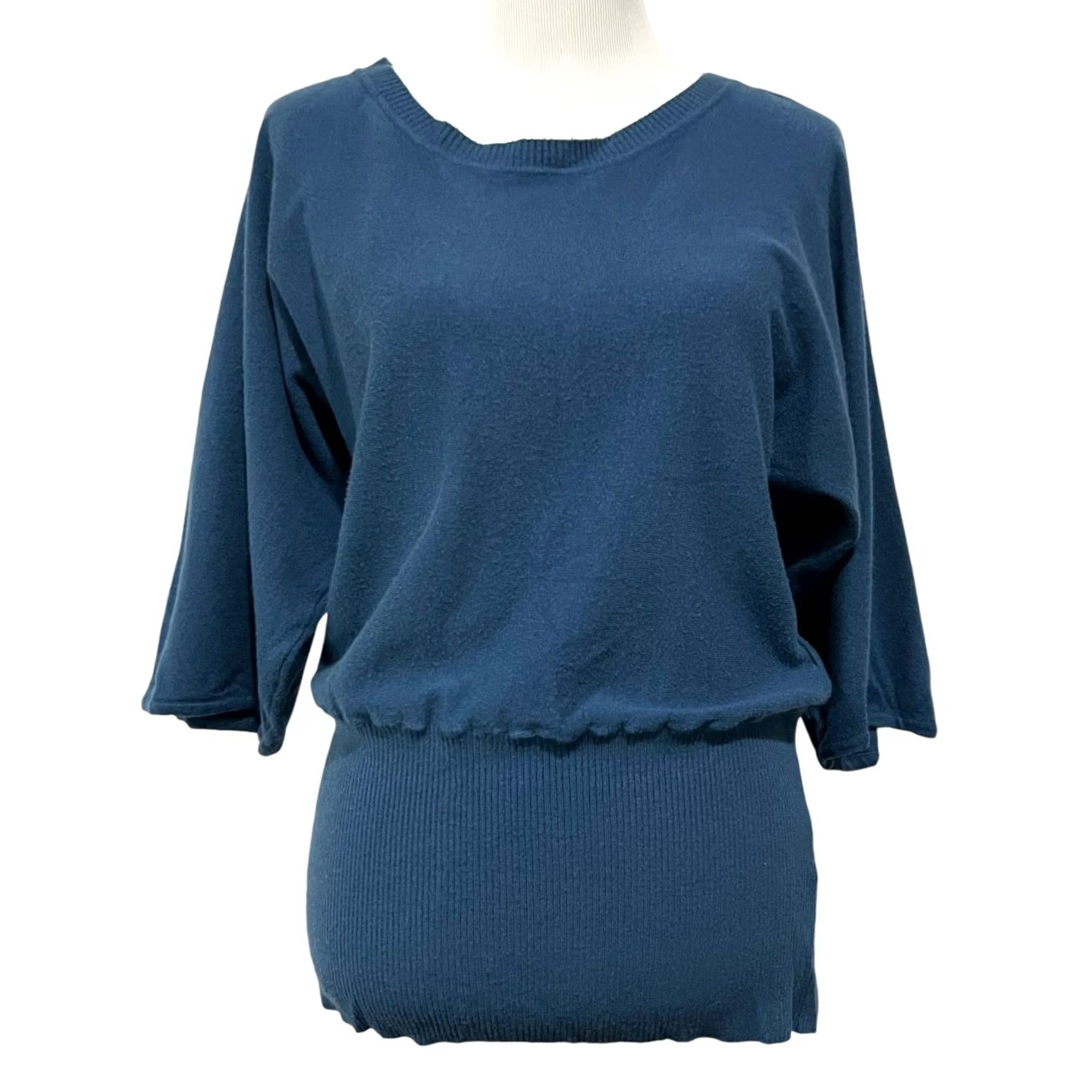 Vintage Linea Donna Women’s Sweater Blue Blouson Soft Viscose Blend Pullover Size Large Womens Pullover Sweater Blue 90s? Size L / US 10 / IT 46 - 2 Thumbnail