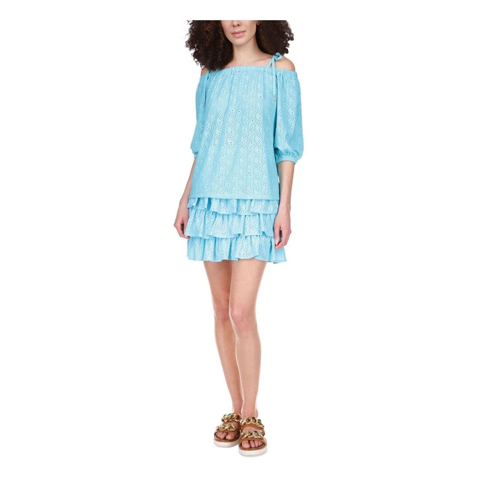 Michael Kors Michael Kors Women Turquoise Off-The-Shoulder Top Size M Size M / US 6-8 / IT 42-44 - 1 Thumbnail