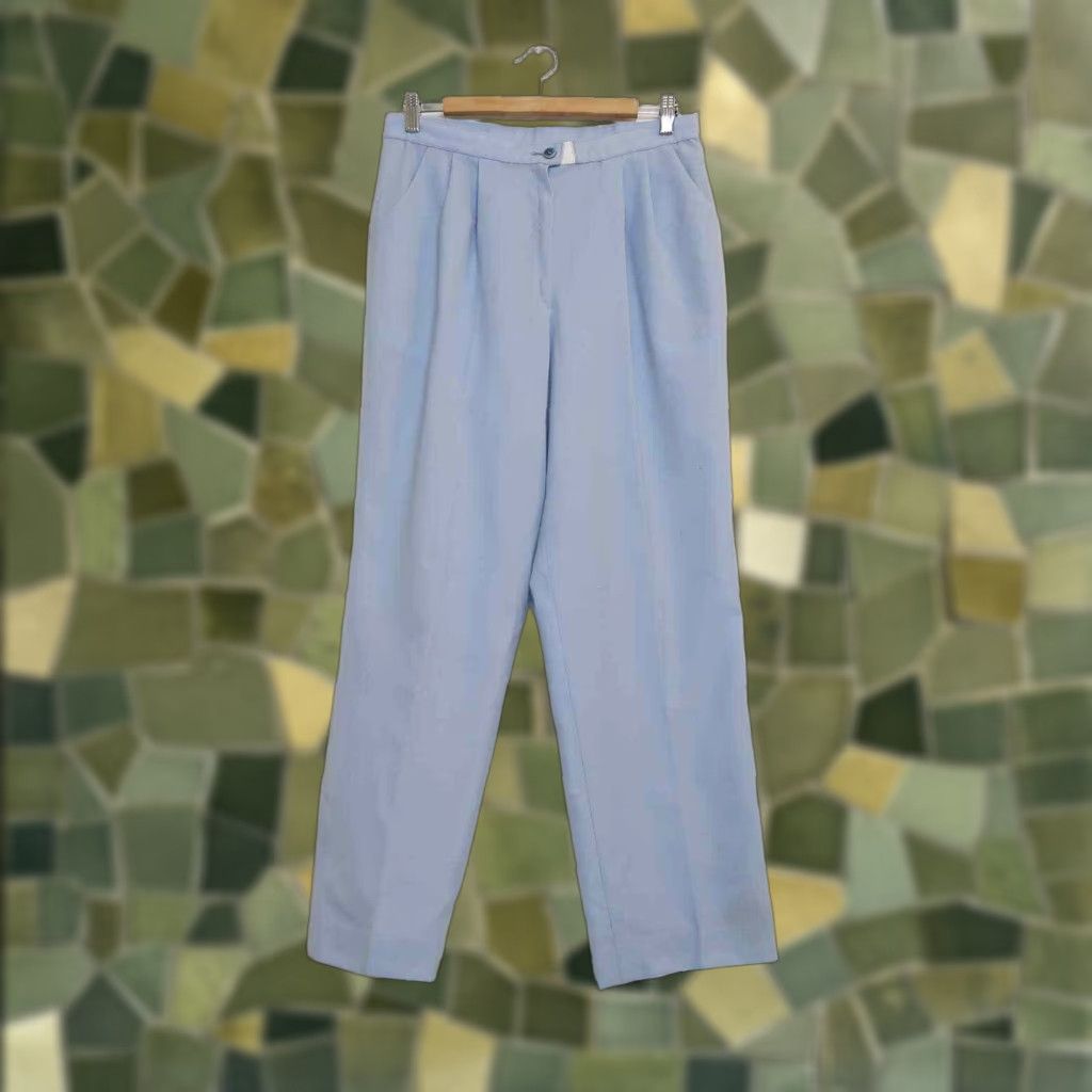 Vintage Vintage 80s Pastel Blue Straight Leg Trouser Pants Size L User: Vintage 80s Pastel Blue Straight Leg Trouser Pants Size L Size 36" / US 14 / IT 50 - 1 Thumbnail