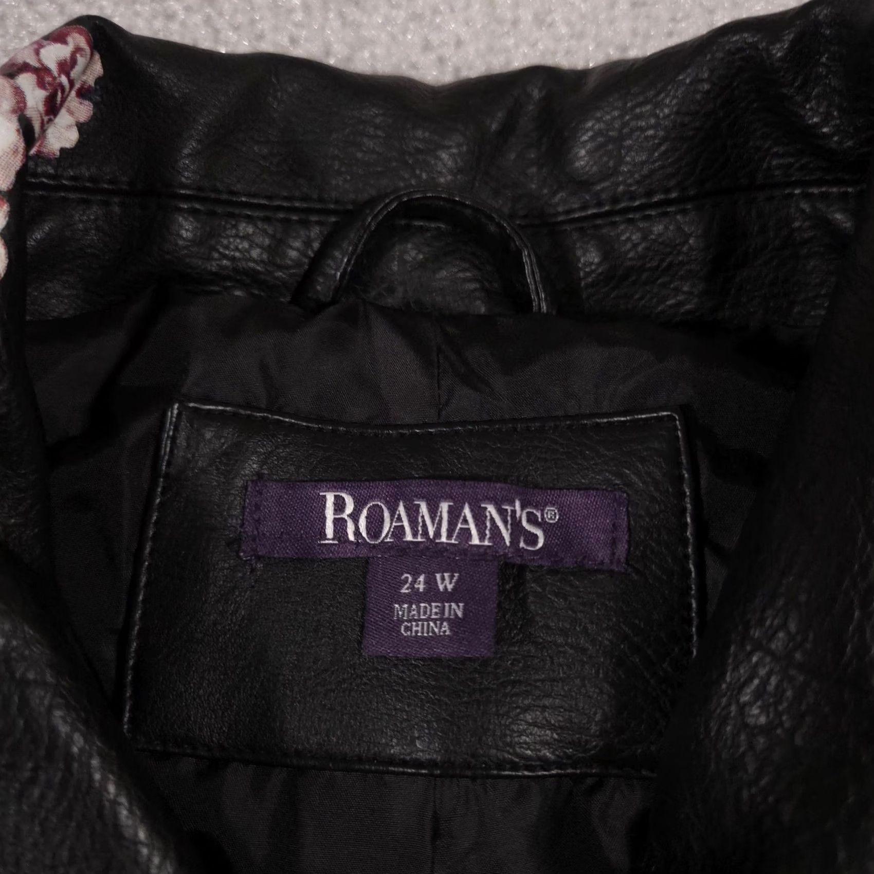 Vintage VINTAGE Roamans Jacket Womens 24W Black Faux Leather Floral Rose Moto Zip Plus Size Size 4XL / US 24-26 - 6 Thumbnail