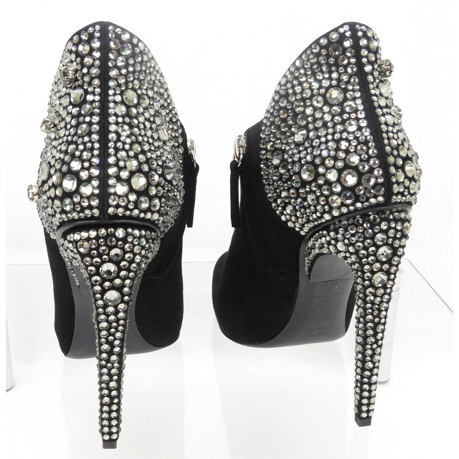 Giuseppe Zanotti LOPEZ FRIDA 120 BLACK SUEDE CRYSTALS ZIP BOOTIE PUMPS 40 Size US 10 / IT 40 - 10 Thumbnail