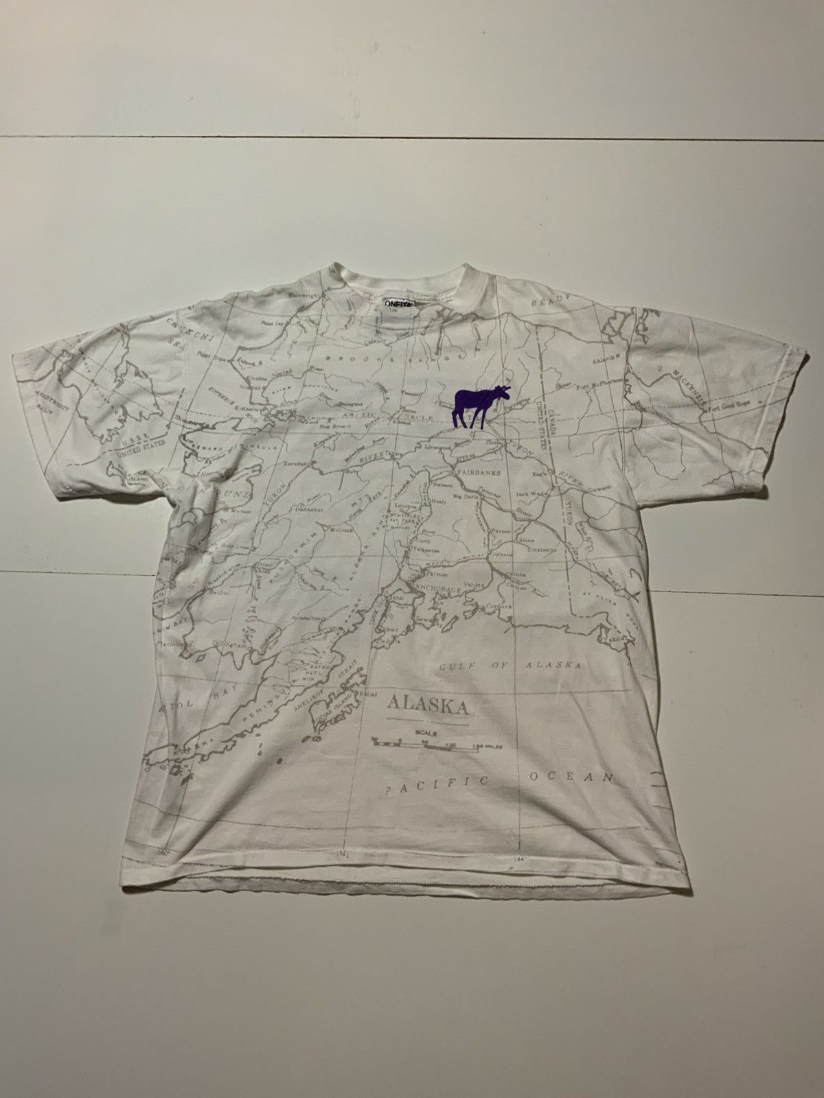 Vintage VTG Northern Exposure Alaska AOP Map Moose CBS TV T-Shirt Size US XL / EU 56 / 4 - 2 Thumbnail