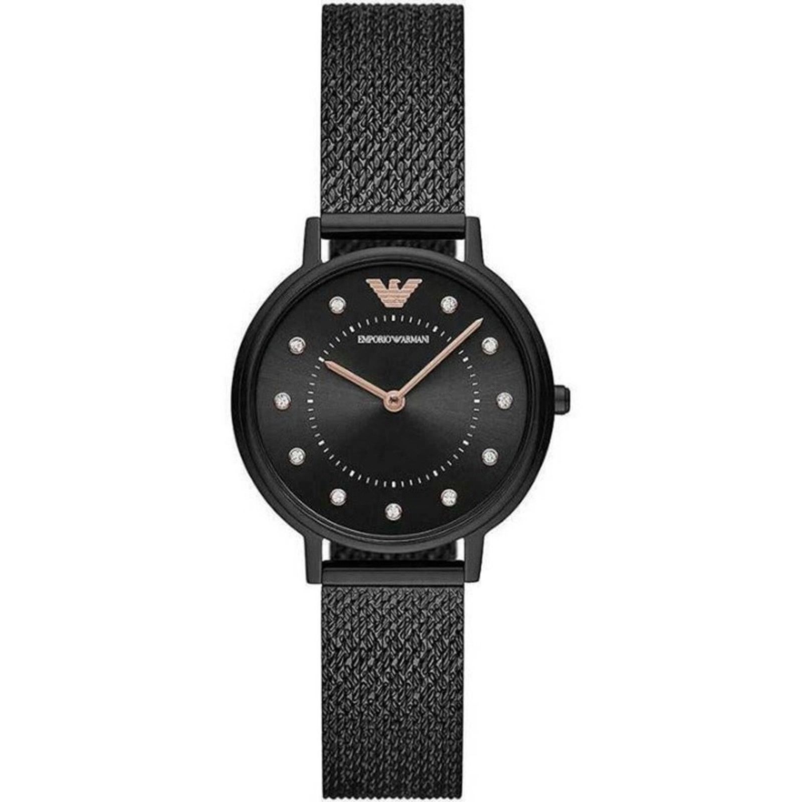 Emporio Armani EMPORIO ARMANI AR11252 BLACK METAL MESH WOMENS WATCH Size ONE SIZE - 1 Thumbnail