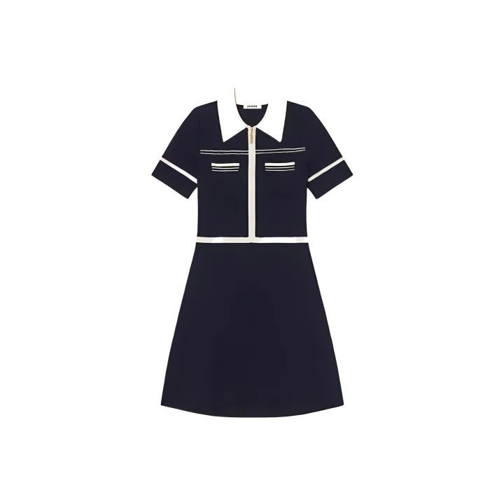 Sandro Sandro Black Short Sleeve Dress 0079 Size XS / US 0-2 / IT 36-38 - 1 Thumbnail