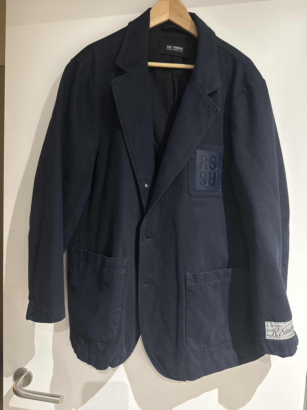 Raf Simons School Boy Denim Blazer Navy Blue SS22 | Grailed