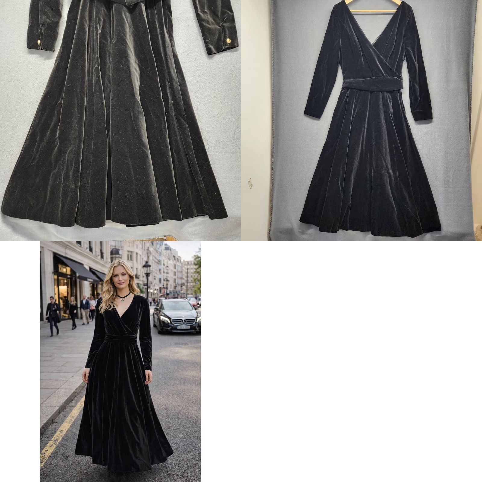 Laura Ashley VINTAGE Laura Ashley Dress Womens 12 Black Velvet Victorian Whimsygoth Belt Size XL / US 12-14 / IT 48-50 - 11 Thumbnail