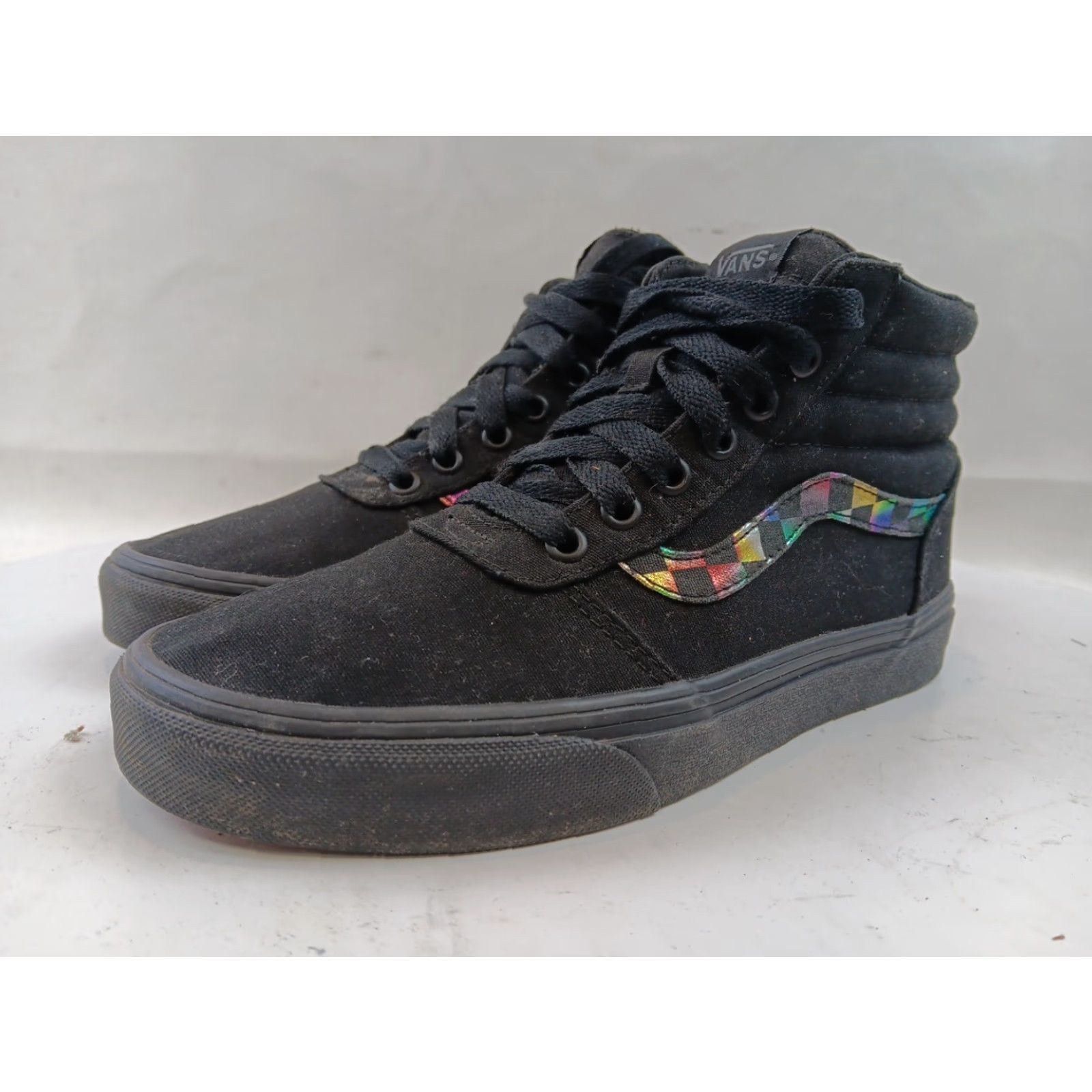 Vans VANS Ward Iridescent Check Shoes Women's Size 8 Black Multicolor Hi Top Skate Shoe Size M / US 6-8 / IT 42-44 - 2 Thumbnail