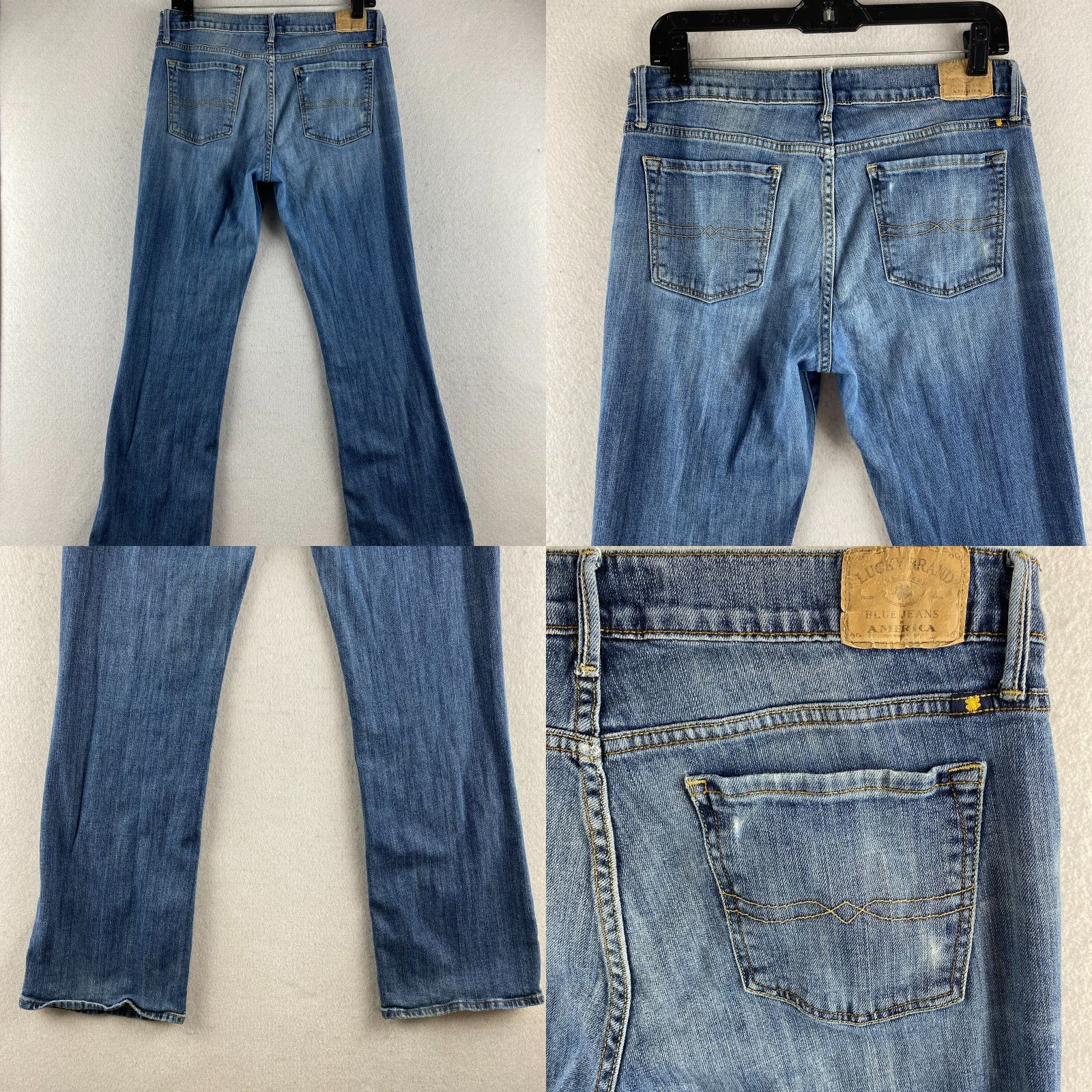 Lucky Brand Lucky Brand Jeans Womens 8/29 Blue Sweet N Low Distressed Flared Denim Pants Pockets 5-Pocket Regular Waist 31in Inseam 29in Cotton Blend Denim Size 30" / US 8 / IT 44 - 10 Thumbnail