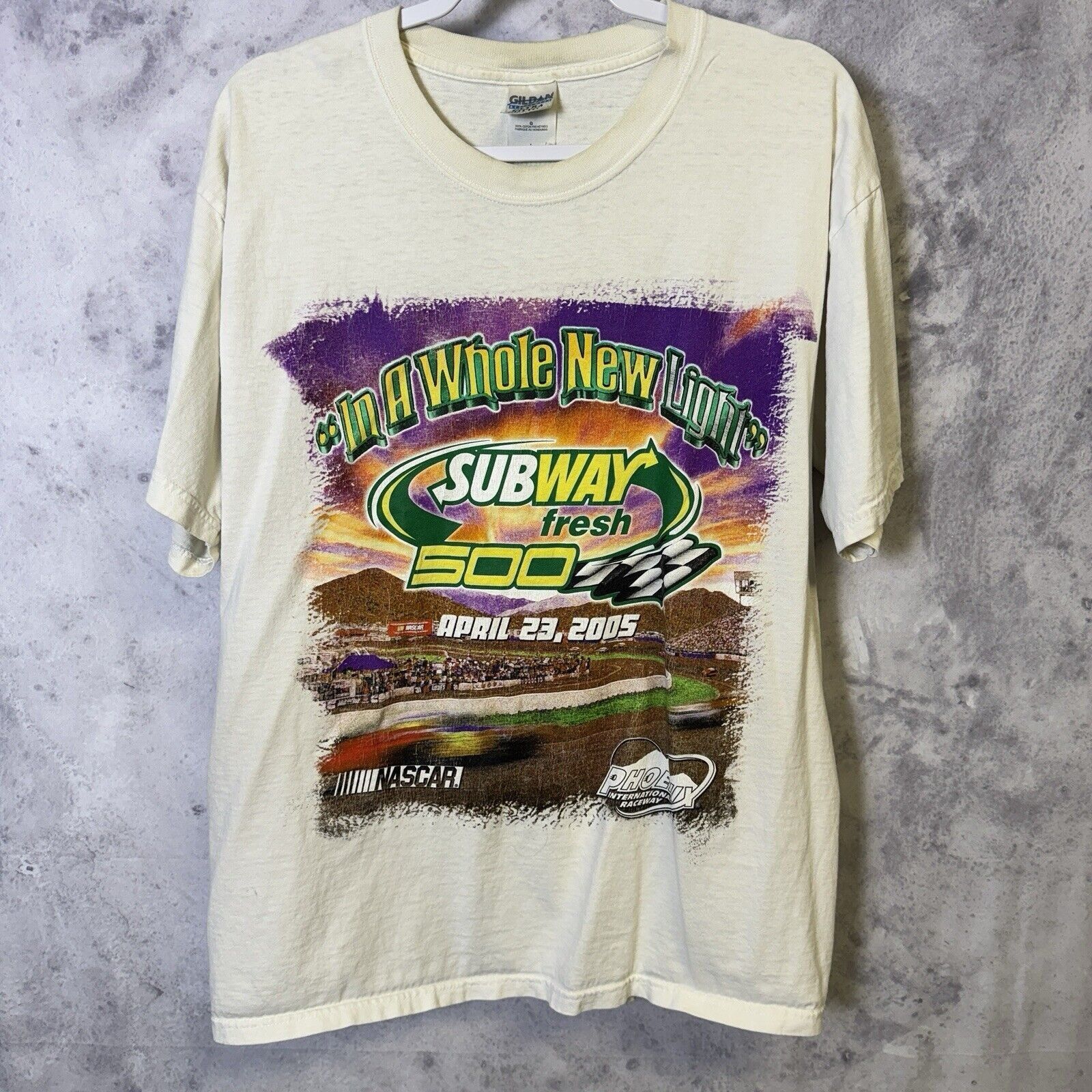 NASCAR Vintage Subway 500 Nascar Racing T Shirt Mens XL White Size US XL / EU 56 / 4 - 1 Thumbnail