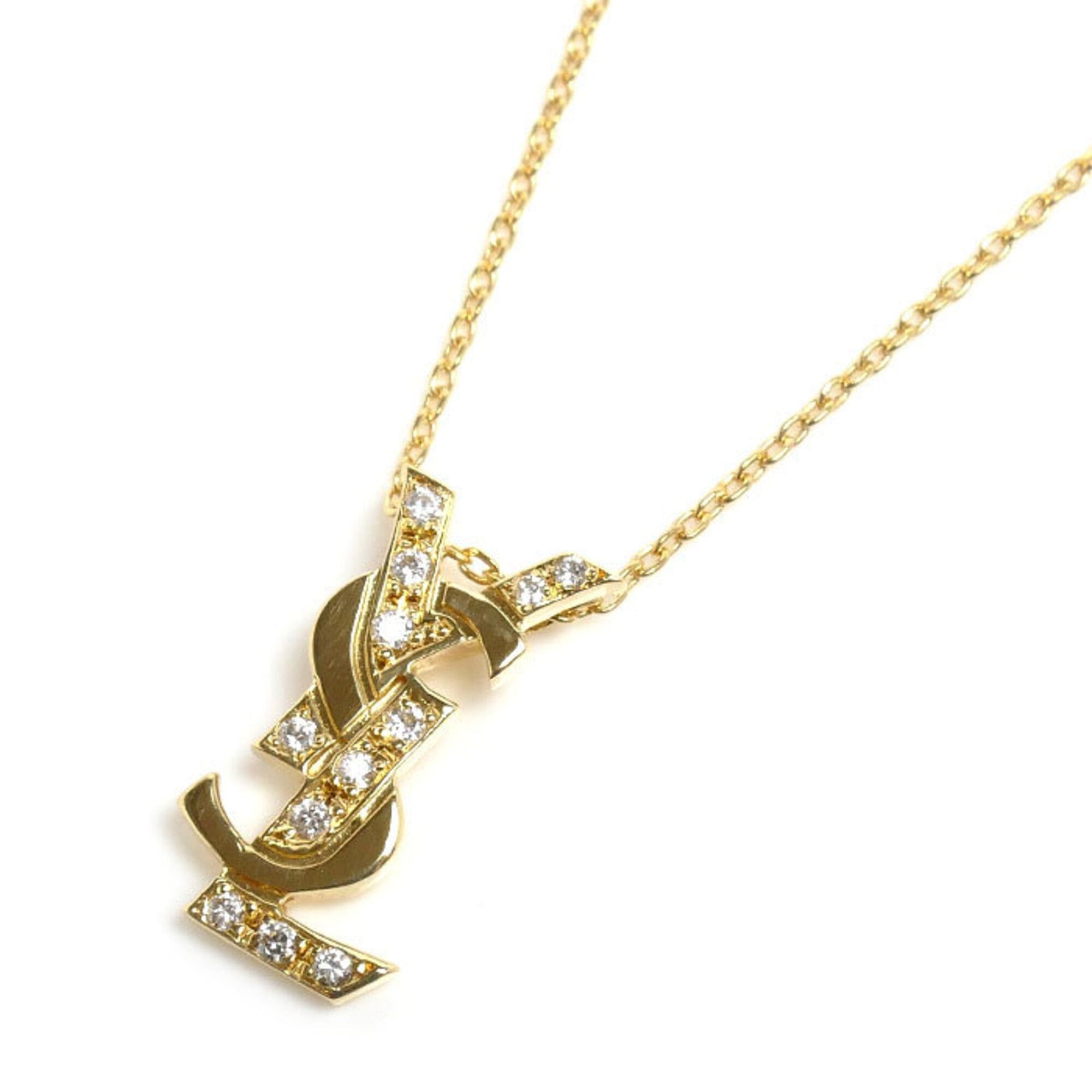 Yves Saint Laurent Yves Saint Laurent SAINT LAURENT 18K Yellow Gold Necklace with 0.11ct Diamond, 3.3g, 40cm, Women's Size ONE SIZE - 1 Thumbnail