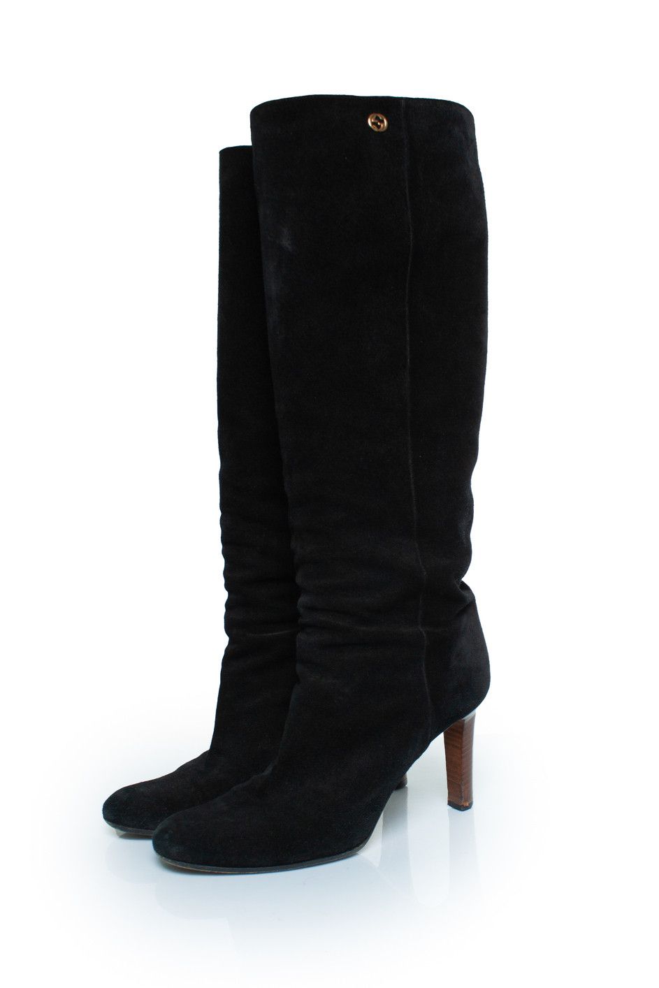 Gucci Gucci, Black suede knee boots with GG logo Size US 10 / IT 40 - 1 Thumbnail