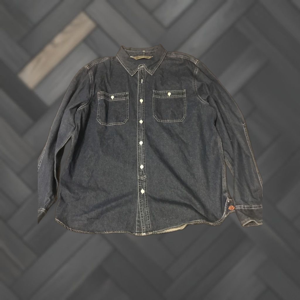 Harley Davidson Harley-Davidson Denim Shirt Slim Fit XL Blue Button-Up Long Sleeve Casual Workwear Size US XL / EU 56 / 4 - 1 Thumbnail