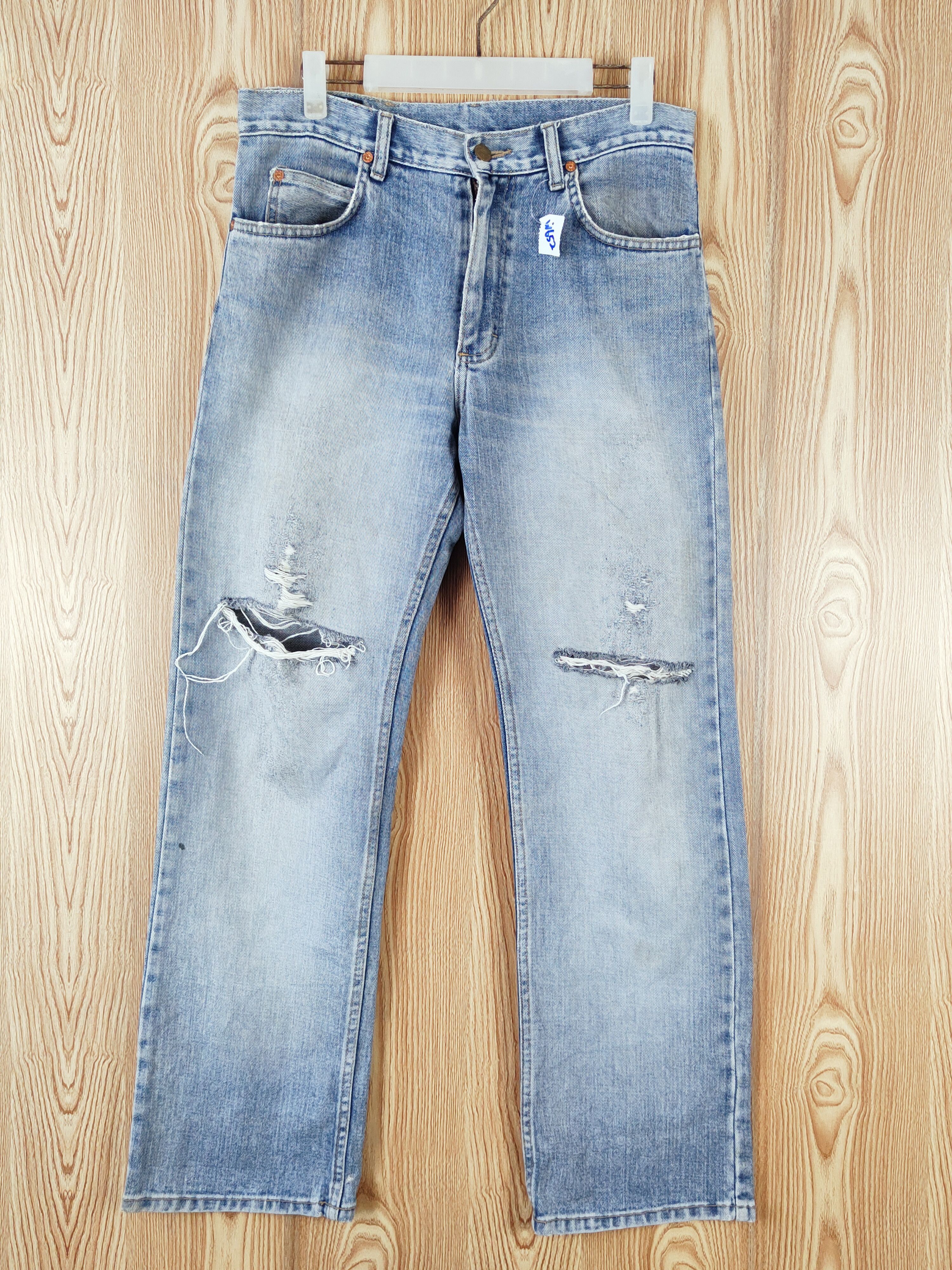 Japanese Brand Lee vintage blue Distressed Ripped Jeans #W652 Size US 32 / EU 48 - 1 Thumbnail