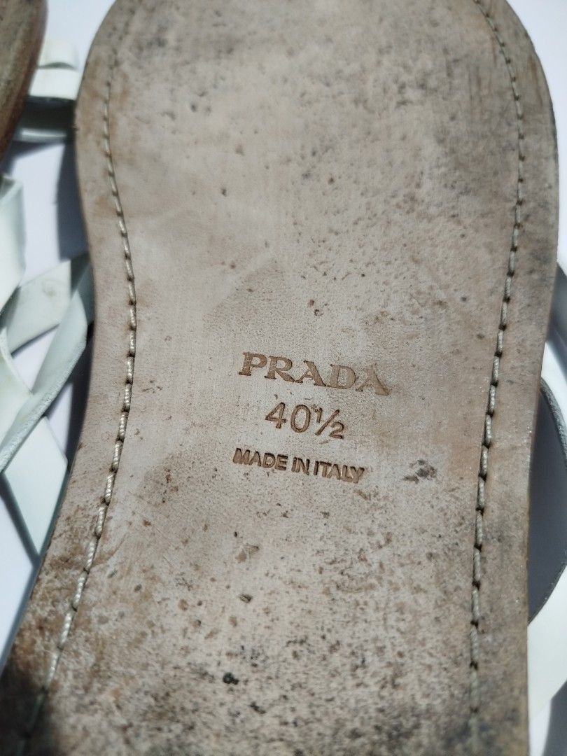 Prada Prada White Strappy Sandals / Size 40.5 Size US 10.5 / IT 40.5 - 10 Thumbnail