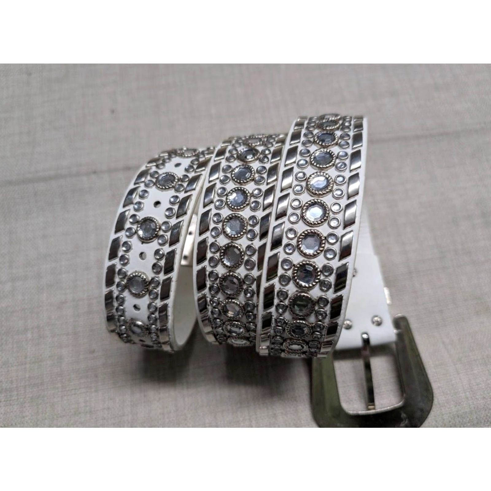 Vintage VINTAGE RHINESTONE western belt Buckle Bling 38 White Nike? Size 38 - 2 Thumbnail