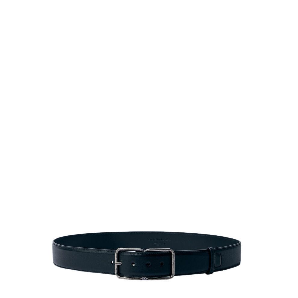 SAINT LAURENT Double Frame $650 Black 35mm Leather Belt New