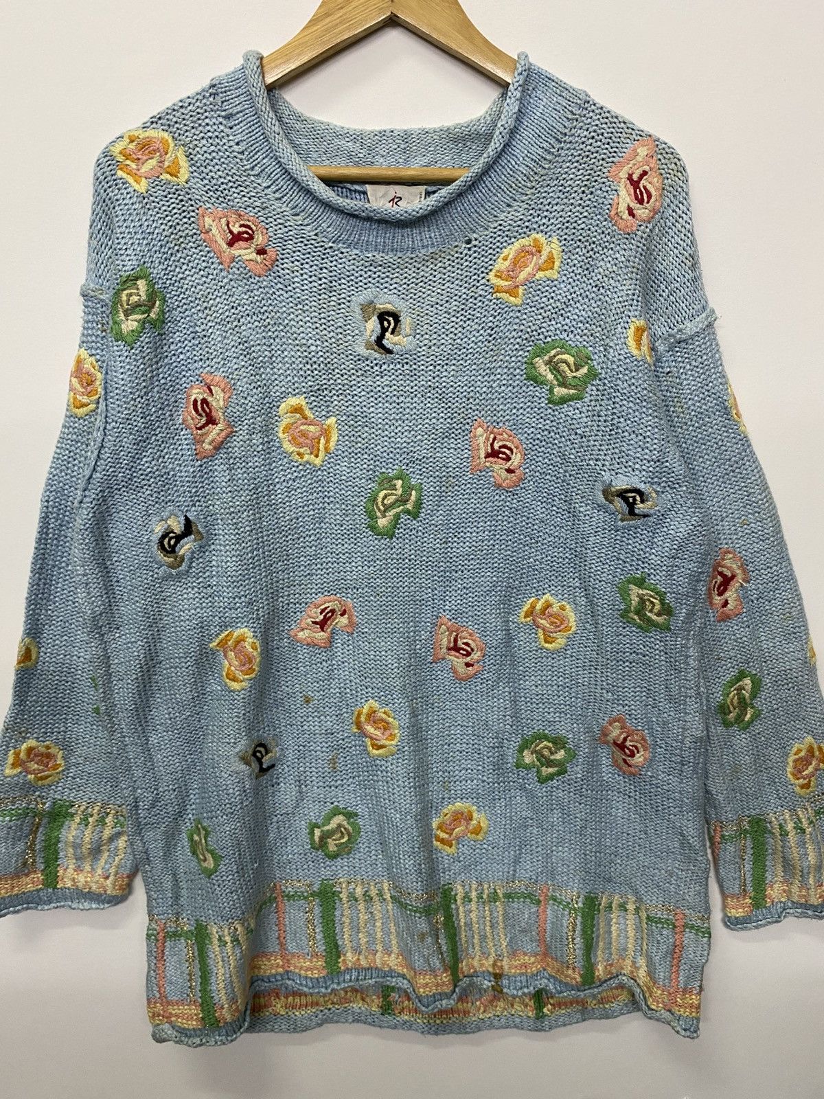 Sonia Rykiel VTG Sonia Rykiel ©️1989 Embroidery Flower Knitwear Sweatshirt Size S / US 4 / IT 40 - 4 Thumbnail