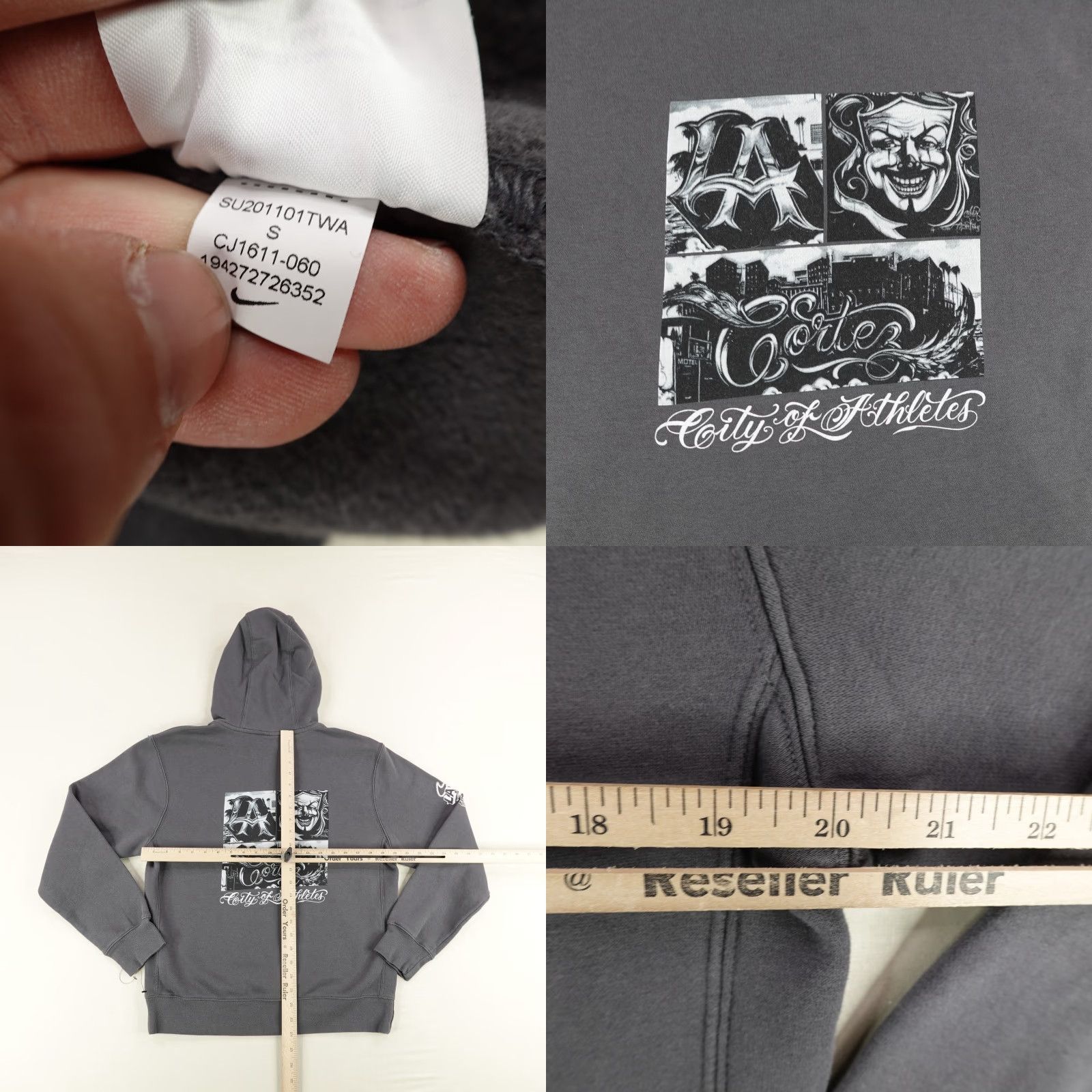Nike Nike Hoodie Mens Small Gray LAHQ 2020 Cortez City of Athletes Pullover Team Club Size US S / EU 44-46 / 1 - 8 Thumbnail