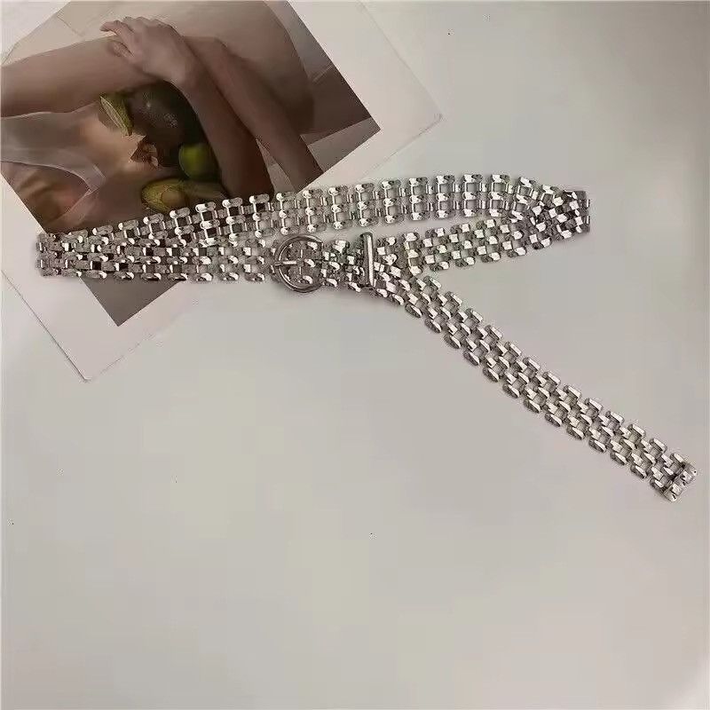 Japanese Brand Y2K Silver Metallic Chain Link Statement Belt Size ONE SIZE - 2 Thumbnail