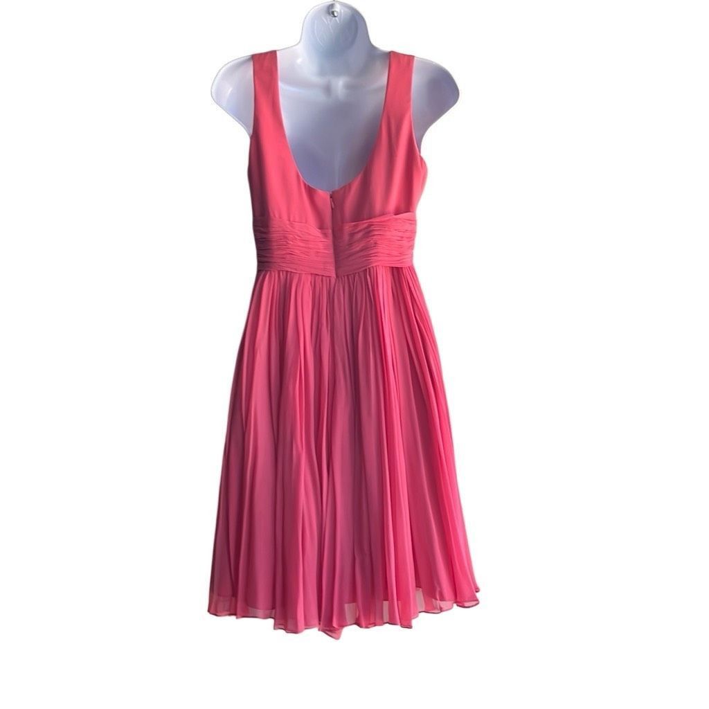 Other Marchesa Notte Womens 8 100% Silk Cocktail Dress Pink Pleate Size M / US 6-8 / IT 42-44 - 2 Thumbnail