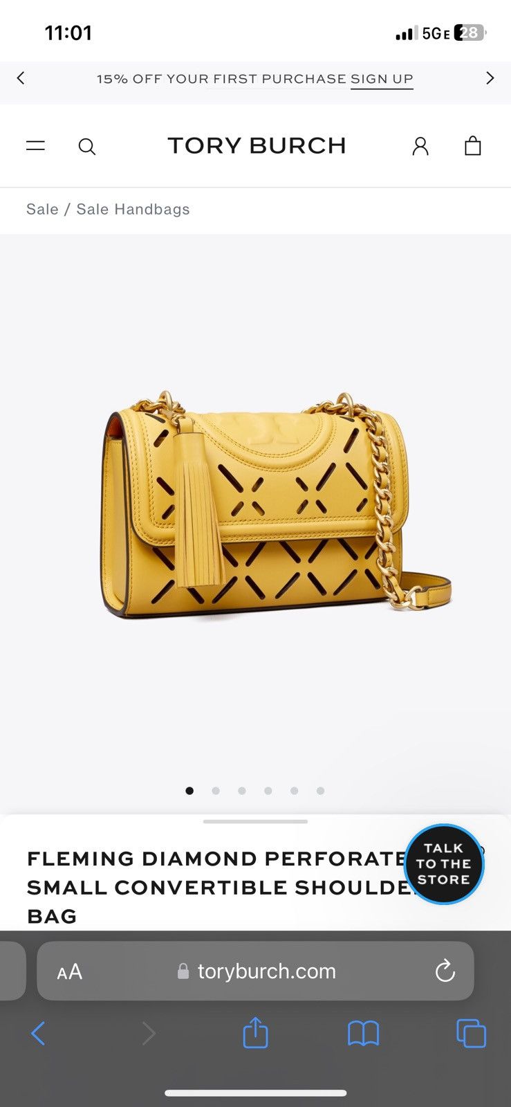 Tory Burch FLEMING DIAMOND PERFORATED SMALL CONVERTIBLE SHOULDER BAG Size ONE SIZE - 5 Thumbnail