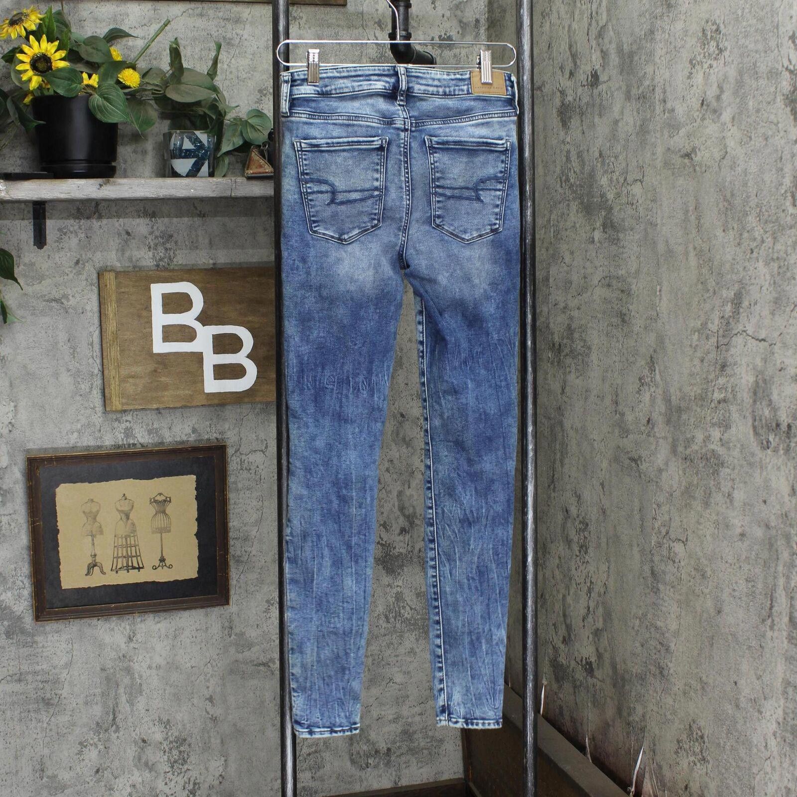 Designer American Eagle Hi-Rise Denim Jegging Blue See Measurements Size 30" / US 8 / IT 44 - 2 Thumbnail