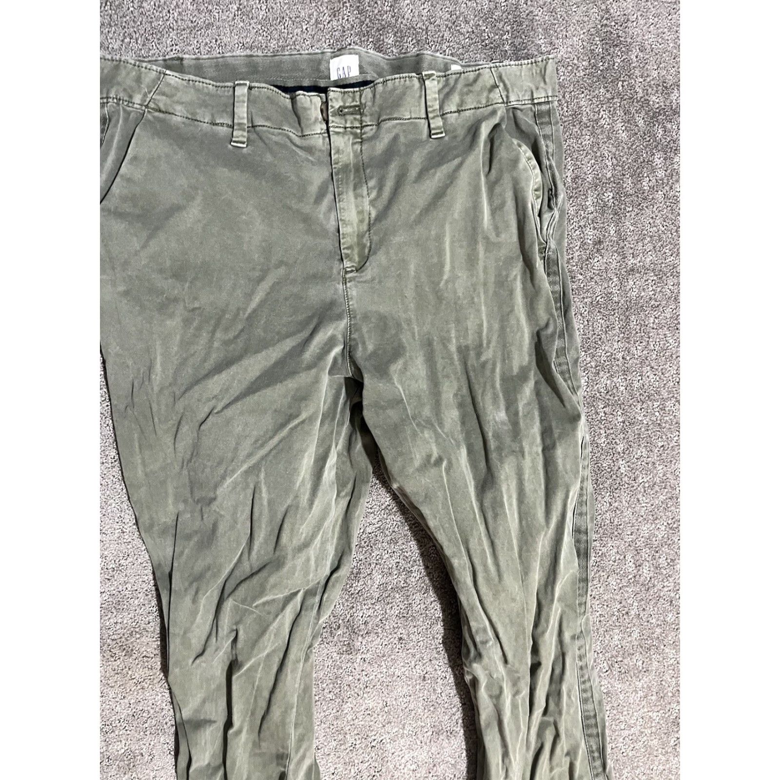 Gap Gap Women Pants 10 Reg Girlfriend Chino Stretch Green Distressed Size 32" / US 10 / IT 46 - 2 Thumbnail