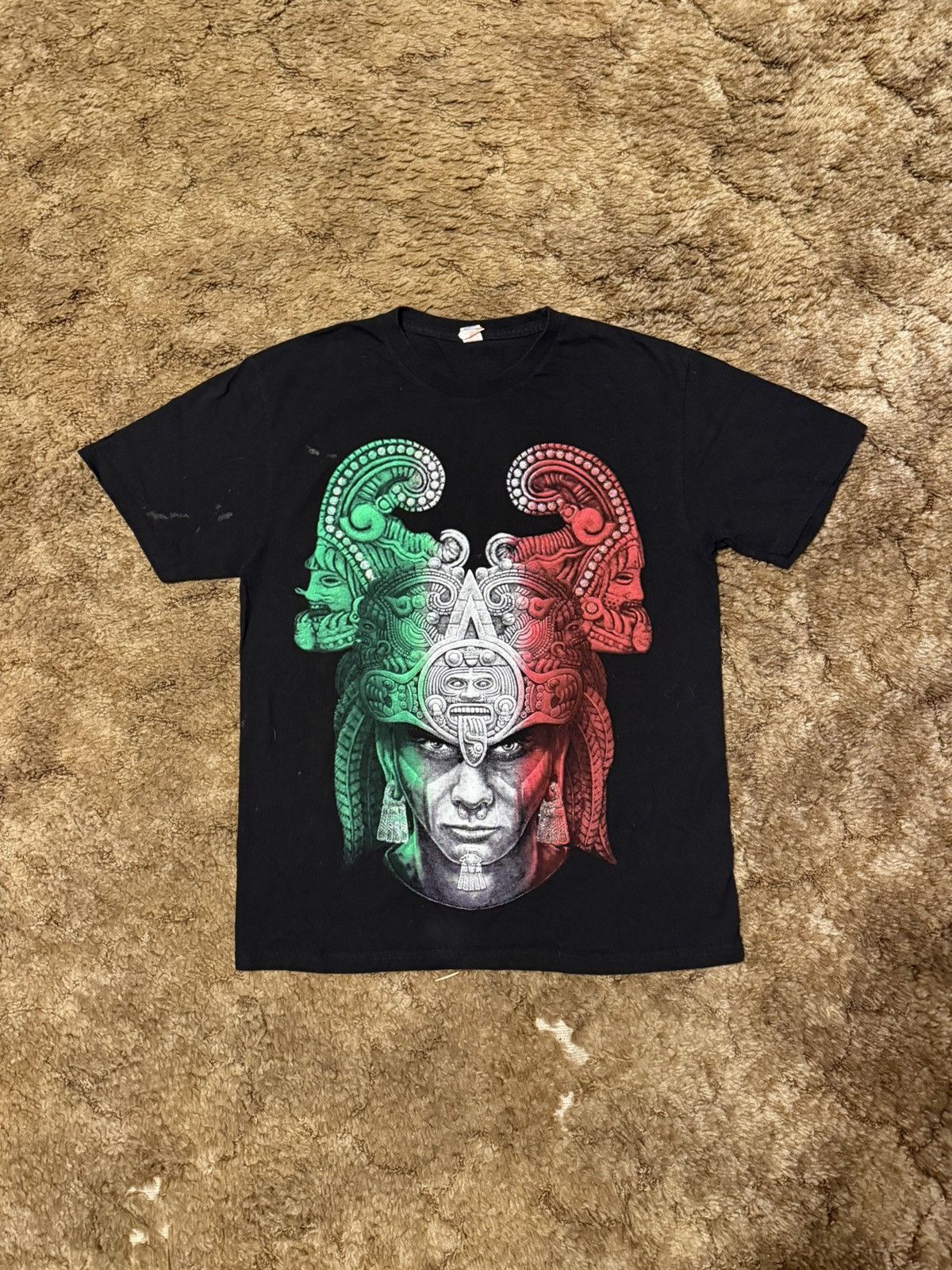 Vintage Vintage Y2K Mexico Aztec Face T-shirt Black Medium Size US M / EU 48-50 / 2 - 1 Thumbnail