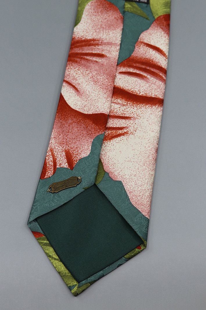 Other Gino Pilato Vintage Silk Tie with Bold Red Lily Floral Print Size ONE SIZE - 2 Thumbnail