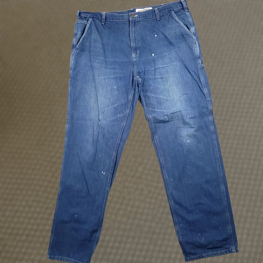 Carhartt VINTAGE Carhartt Denim Jeans Carpenter Dungaree Fit Blue Mens 42x34 Workwear Paint Flaws Size US 42 / EU 58 - 1 Thumbnail