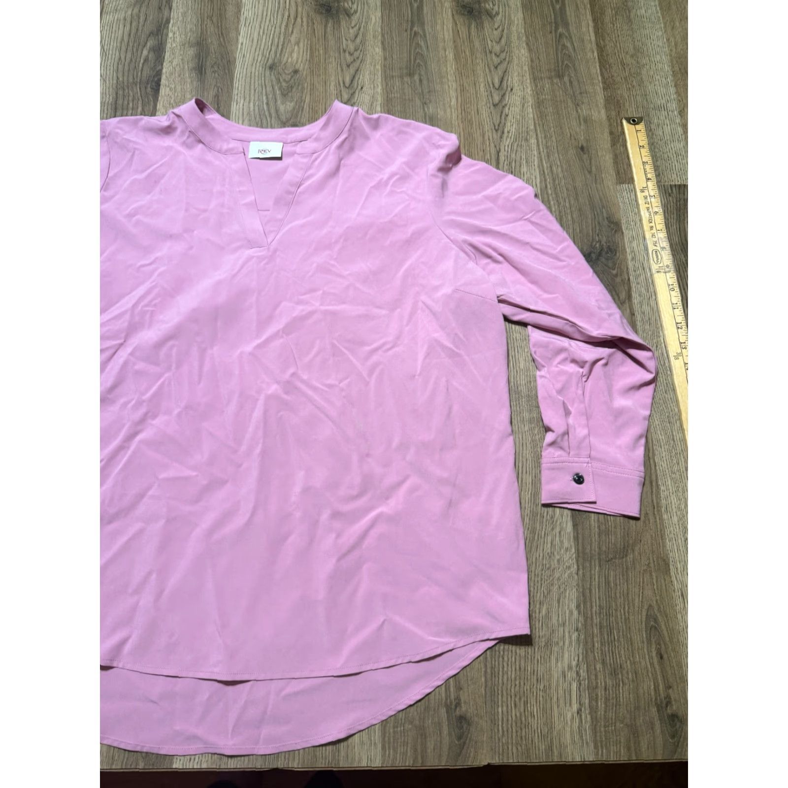 Vintage REV Blouse Women's XL Pink V-Neck Long Sleeve Shirt Casual Size XL / US 12-14 / IT 48-50 - 4 Thumbnail