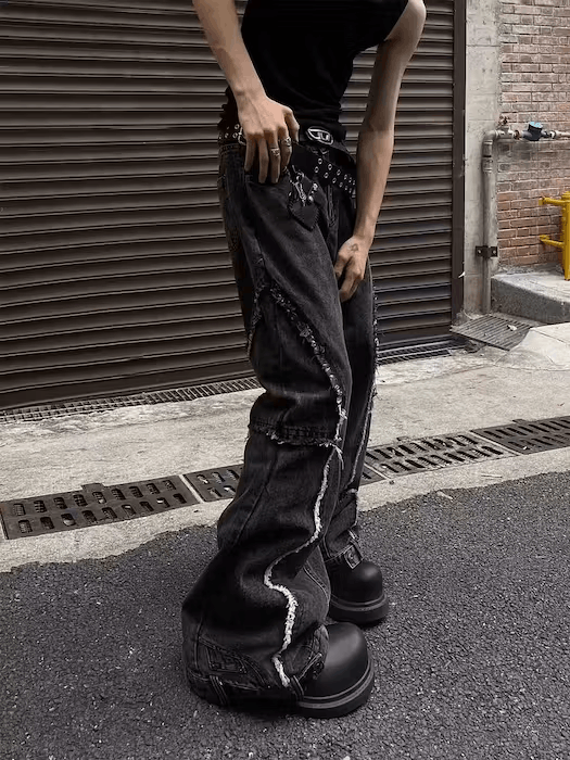 Japanese Brand × Jean Washed vintage raw edge baggy micro flare jeans Size US 34 / EU 50 - 3 Thumbnail