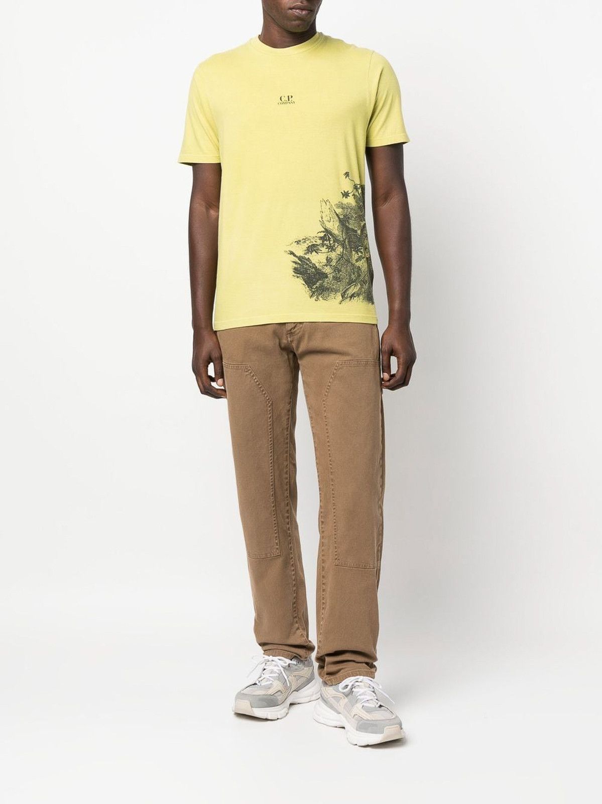 C.P. Company o1y1224 Logo Crewneck T-Shirt in Yellow/Black Size US XS / EU 42 / 0 - 2 Thumbnail